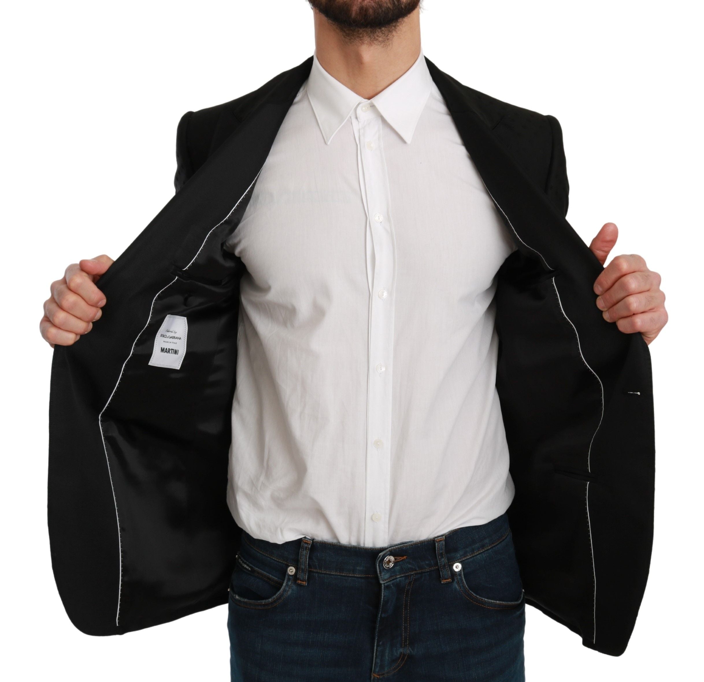 Dolce & Gabbana Black Slim Fit Coat Jacket MARTINI Blazer-4
