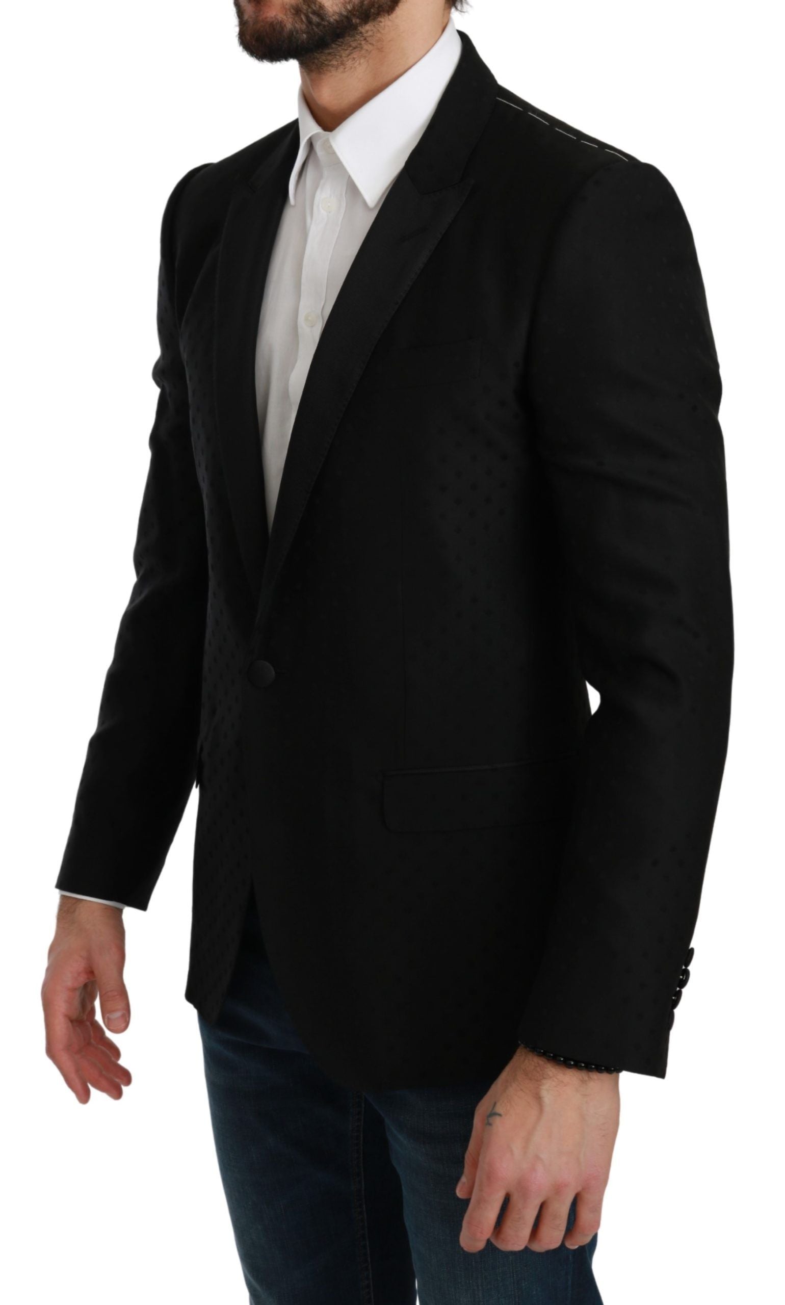 Dolce & Gabbana Black Slim Fit Coat Jacket MARTINI Blazer-5
