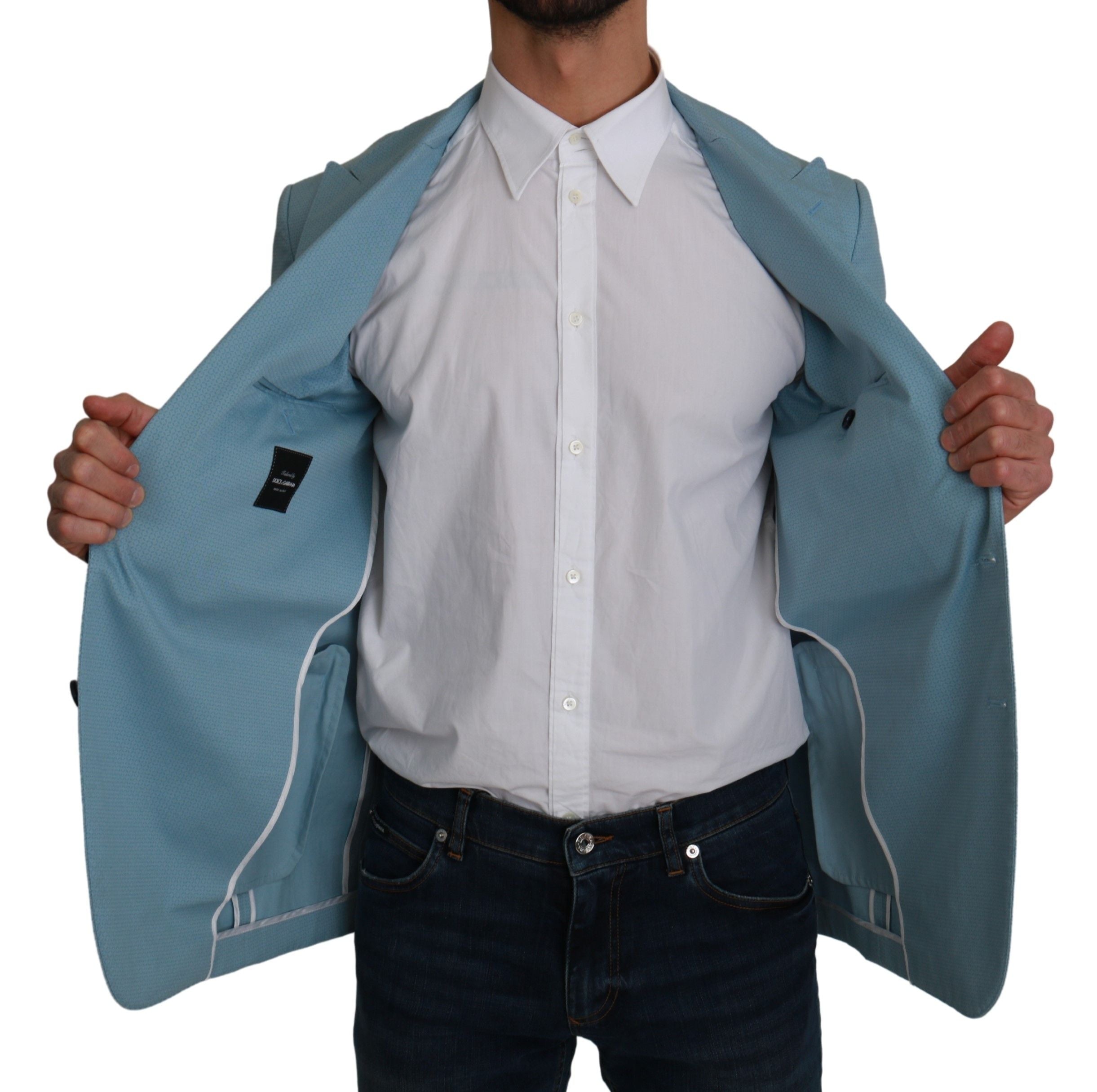 Dolce & Gabbana Blue Slim Fit Coat Jacket MARTINI Blazer-6