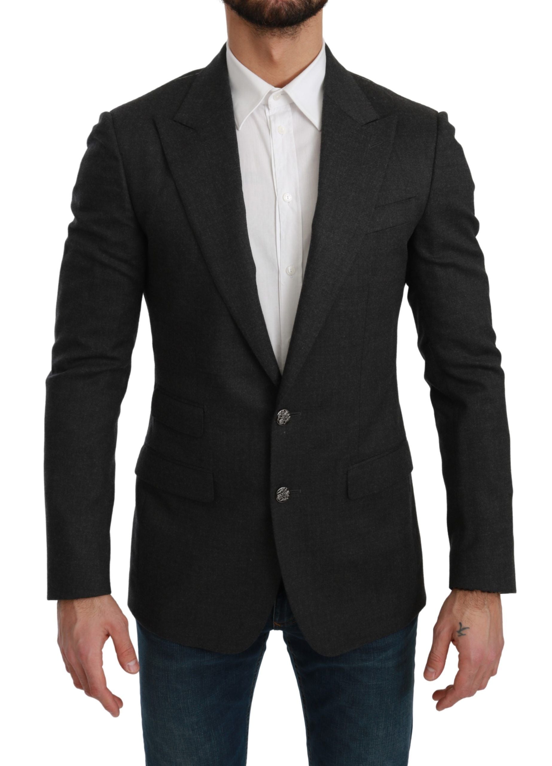 Dolce & Gabbana Grey NAPOLI Slim Fit Jacket Wool Blazer-2