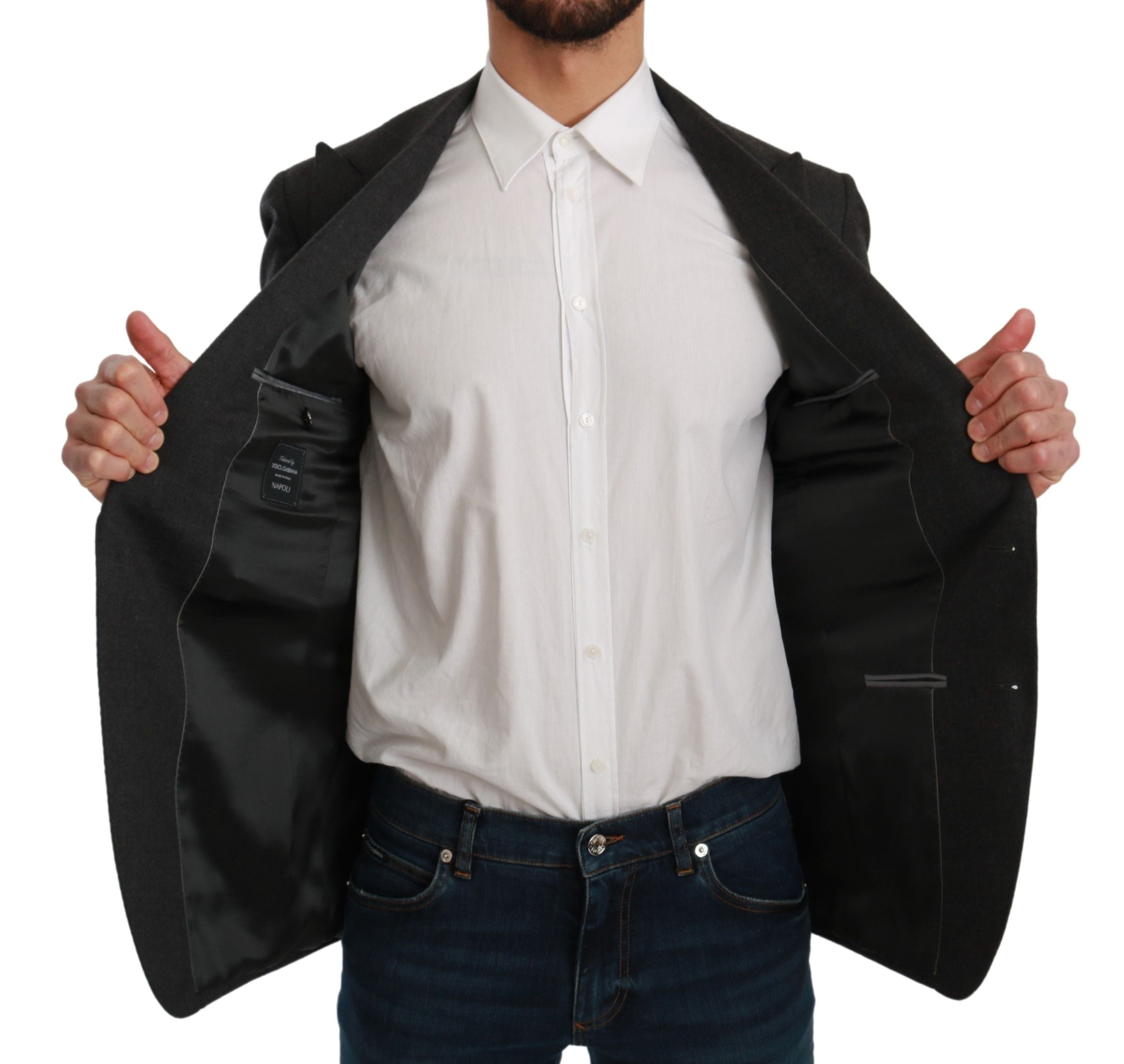 Dolce & Gabbana Grey NAPOLI Slim Fit Jacket Wool Blazer-7