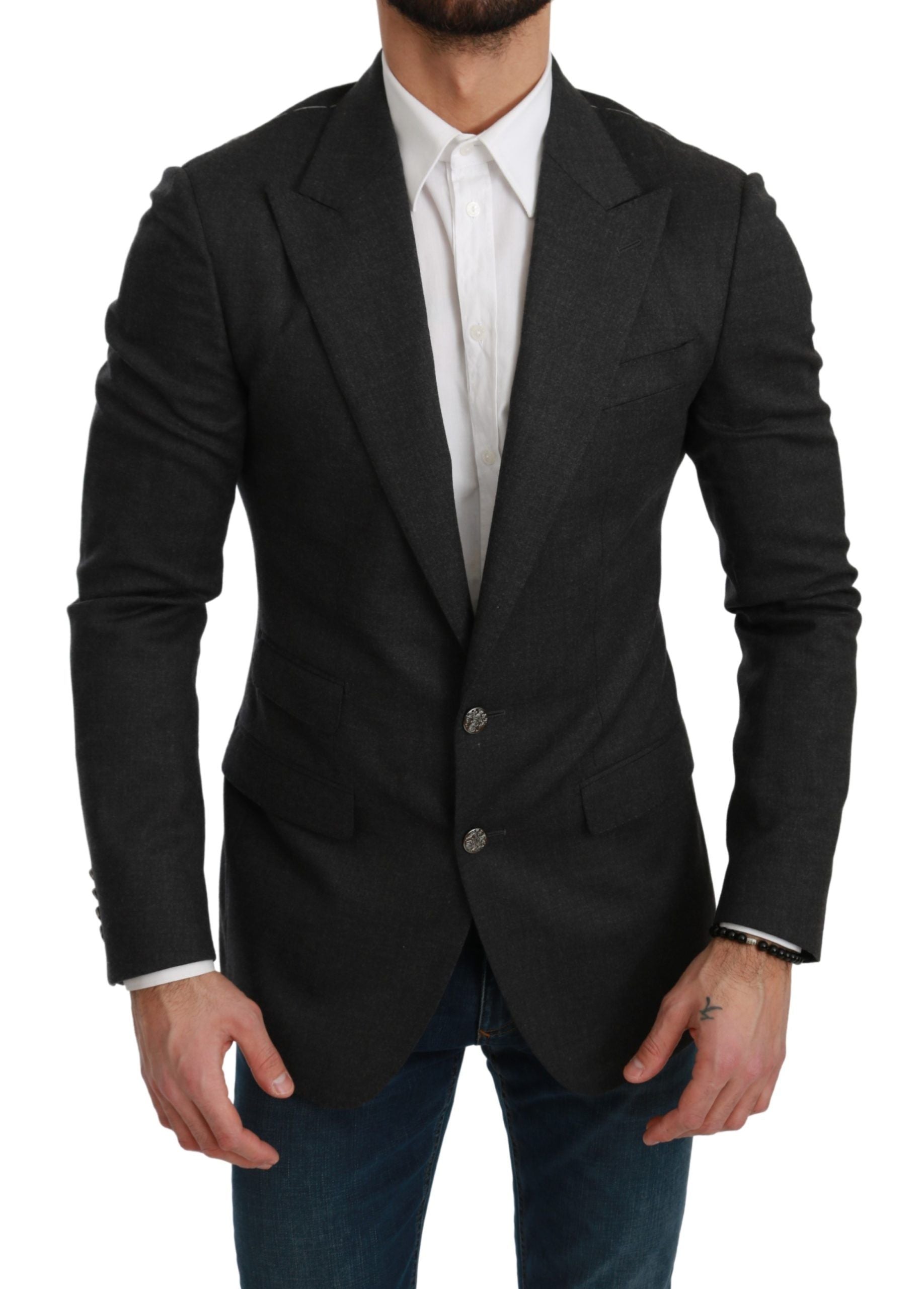 Dolce & Gabbana Grey NAPOLI Slim Fit Jacket Wool Blazer