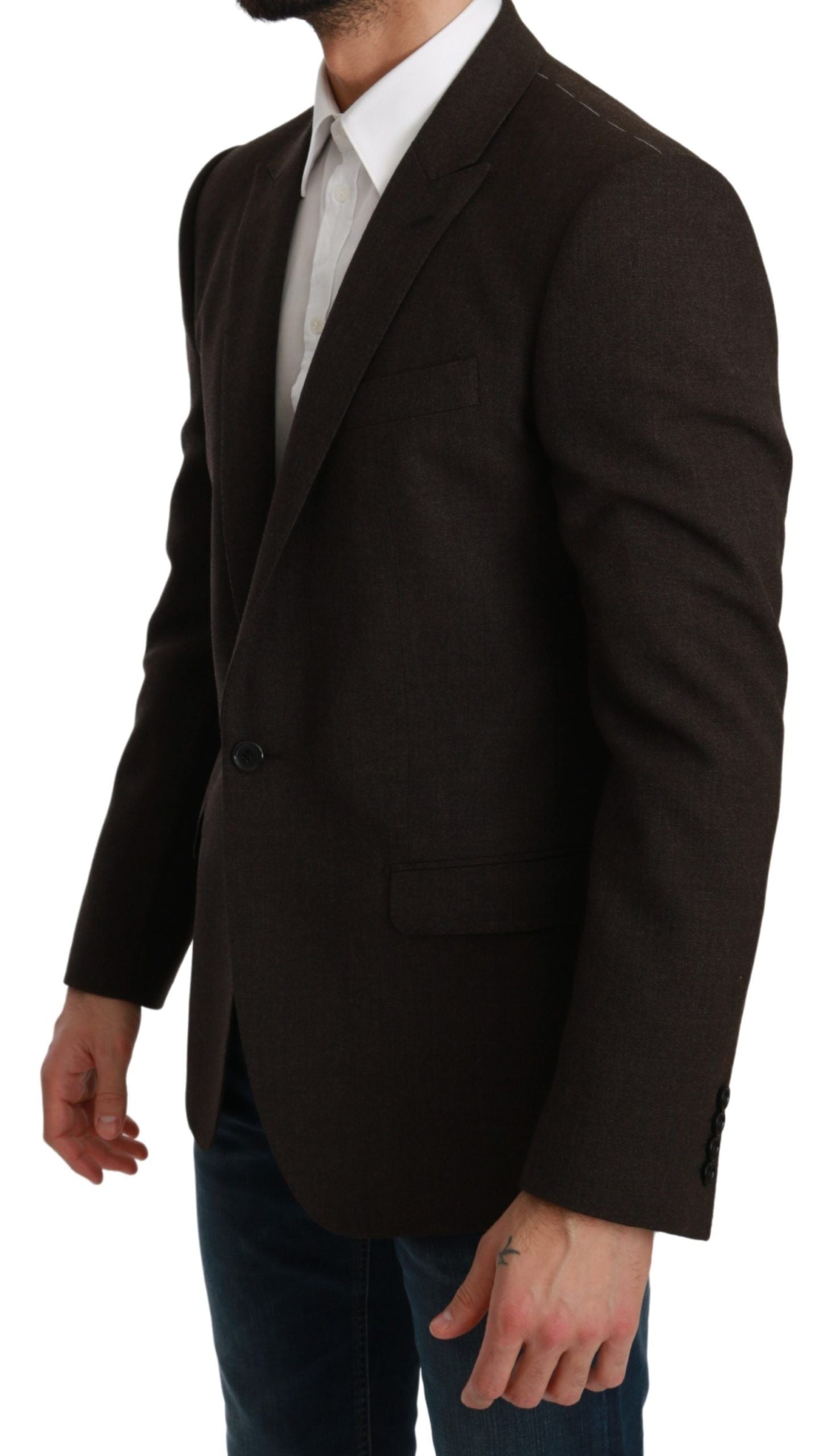Dolce & Gabbana Brown Slim Fit Coat Jacket MARTINI Blazer-2