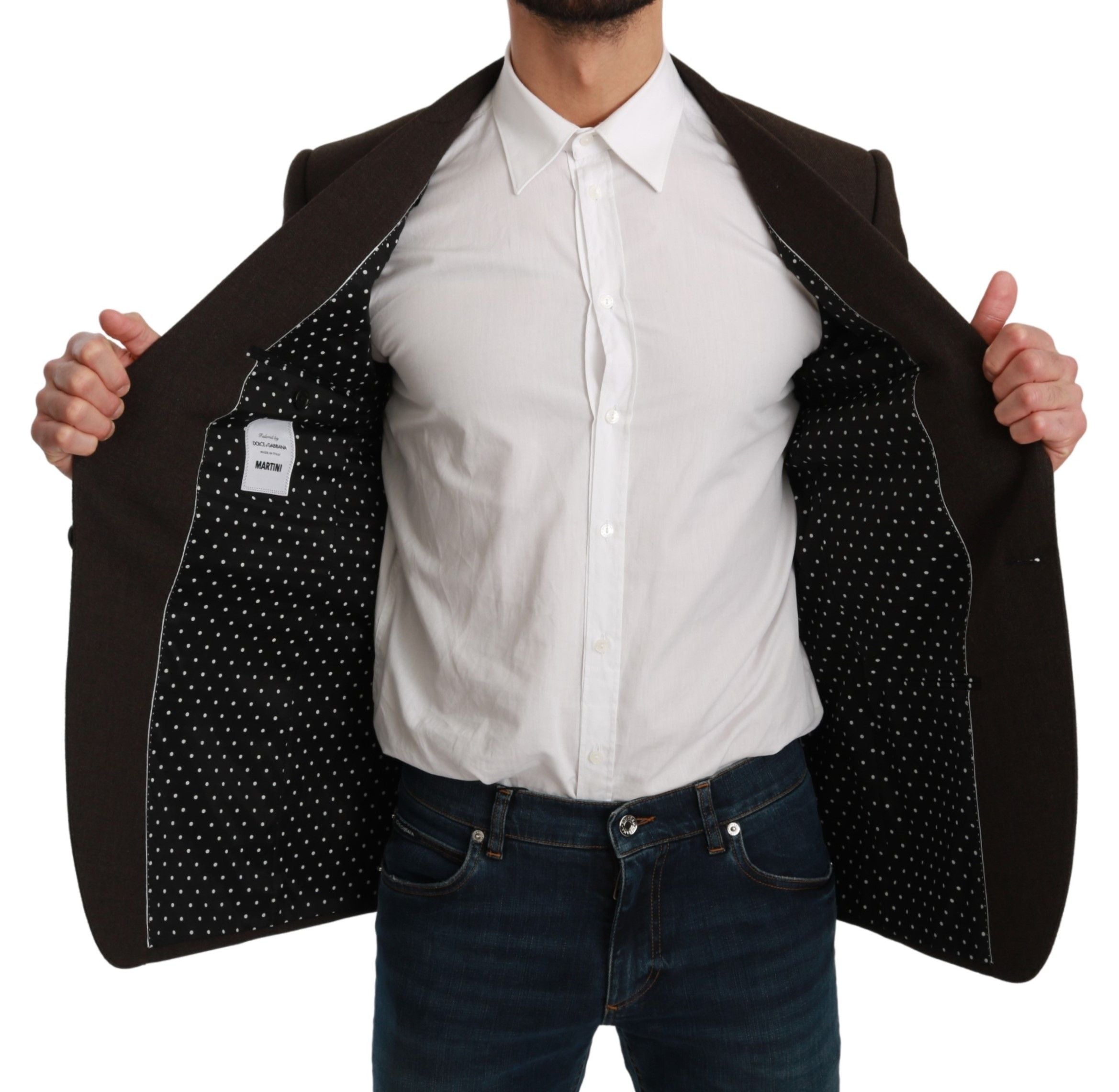 Dolce & Gabbana Brown Slim Fit Coat Jacket MARTINI Blazer-6