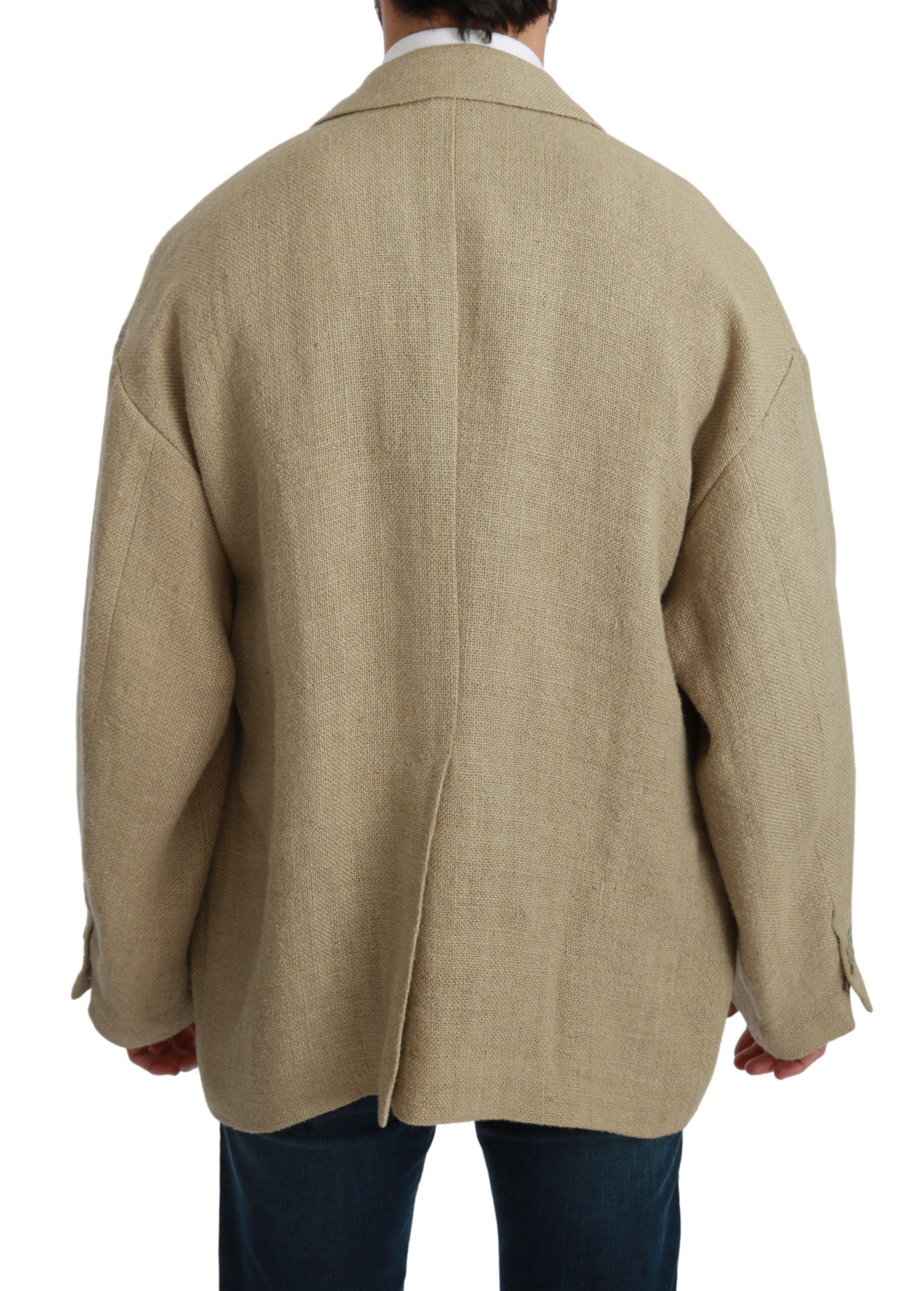 Dolce & Gabbana Beige Jacket Coat 100% Jute Blazer Coat-3
