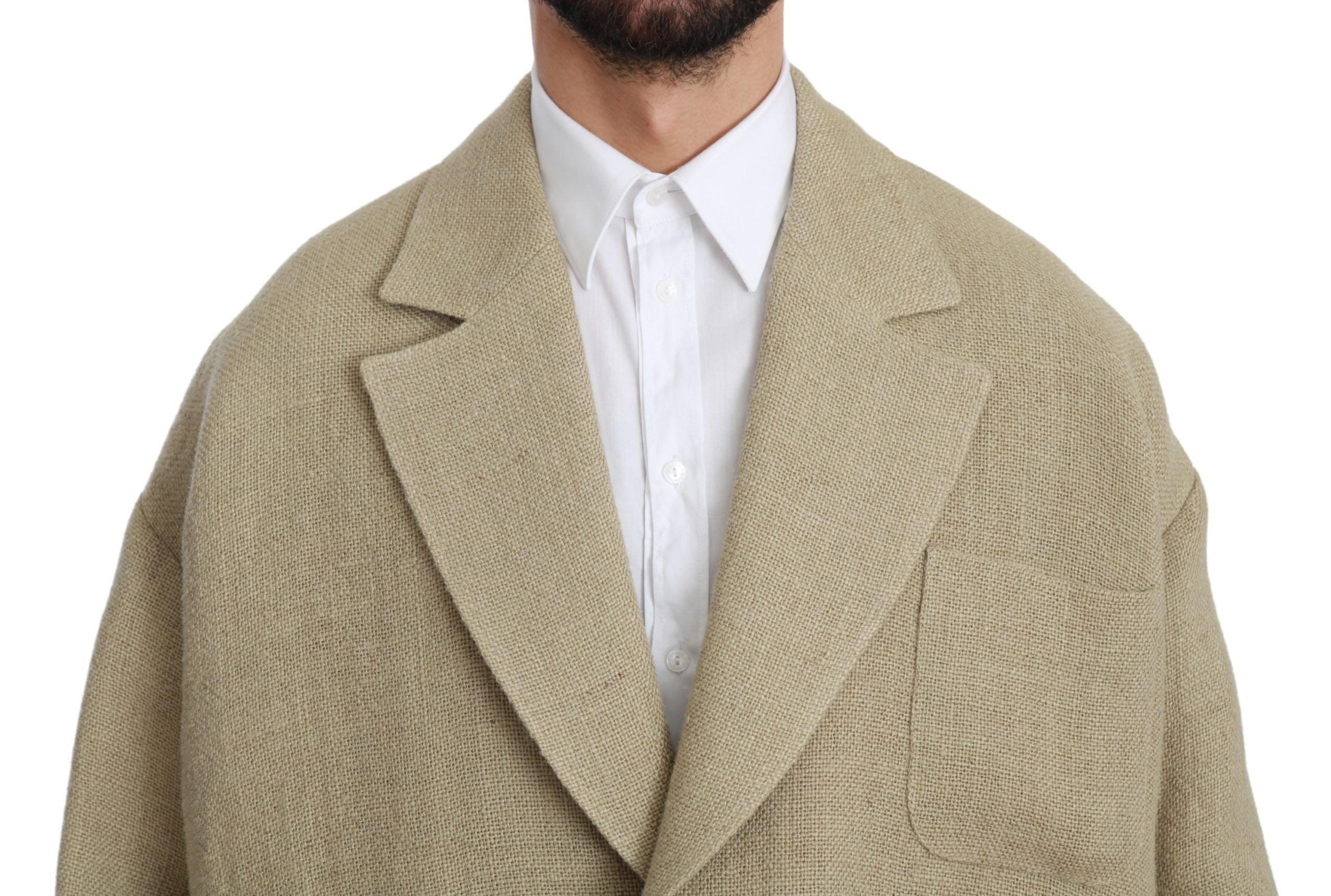 Dolce & Gabbana Beige Jacket Coat 100% Jute Blazer Coat-4