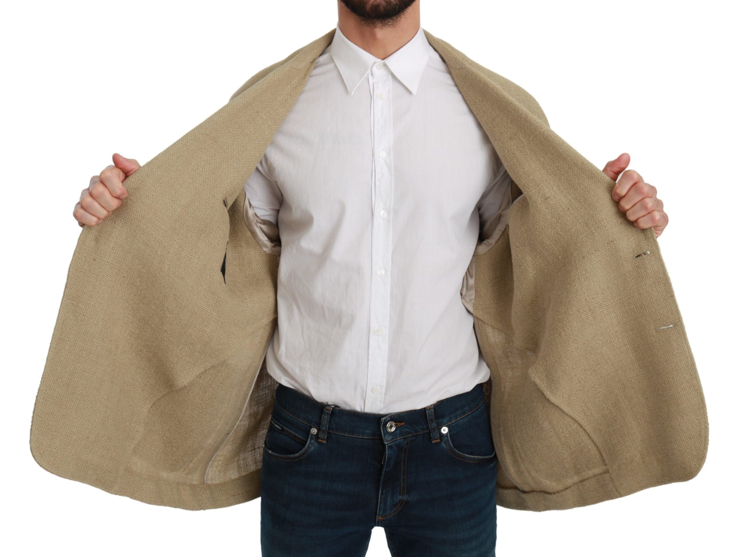 Dolce & Gabbana Beige Jacket Coat 100% Jute Blazer Coat-6