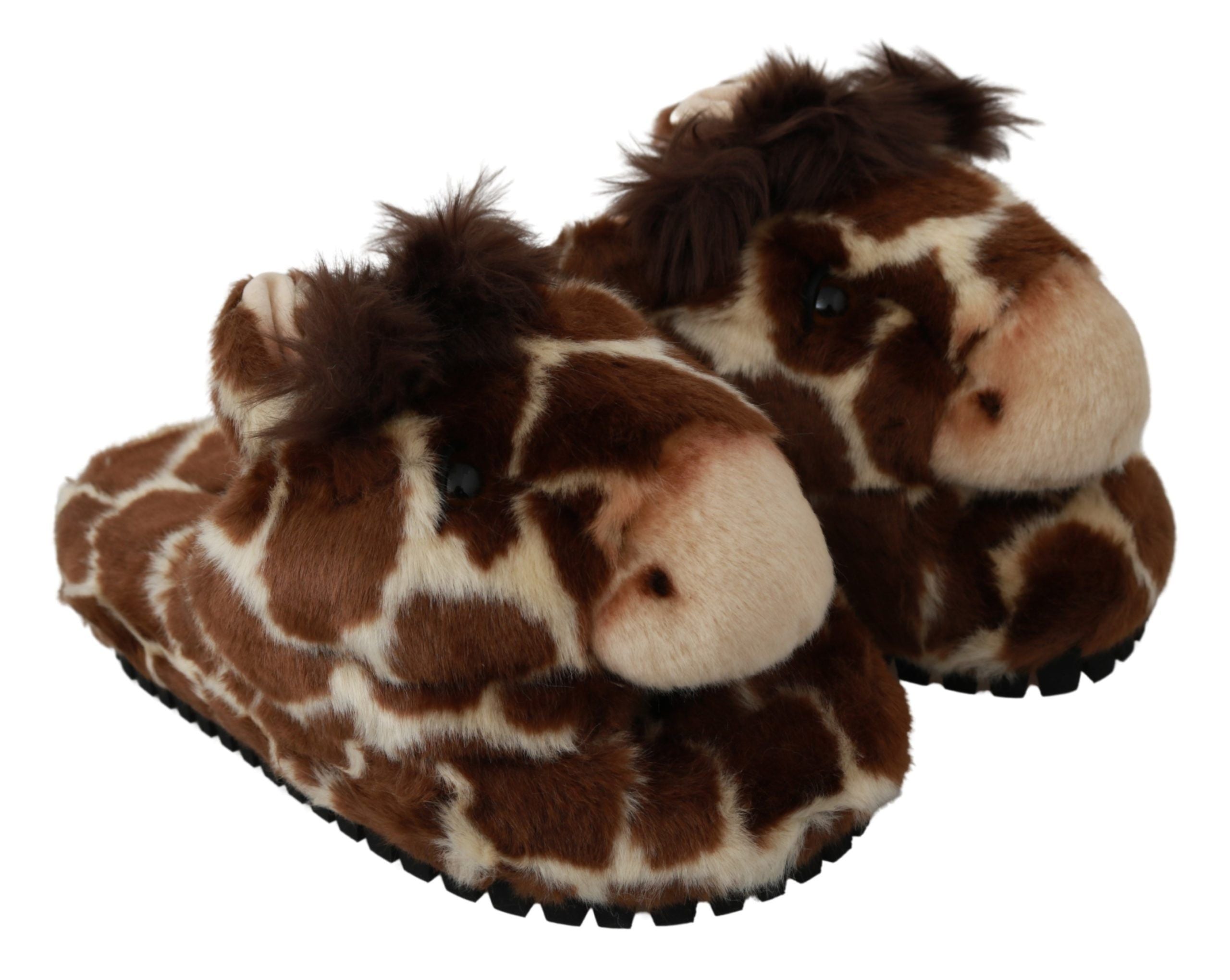 Dolce & Gabbana Braune Giraffe Hausschuhe Flache Sandalen Schuhe-4