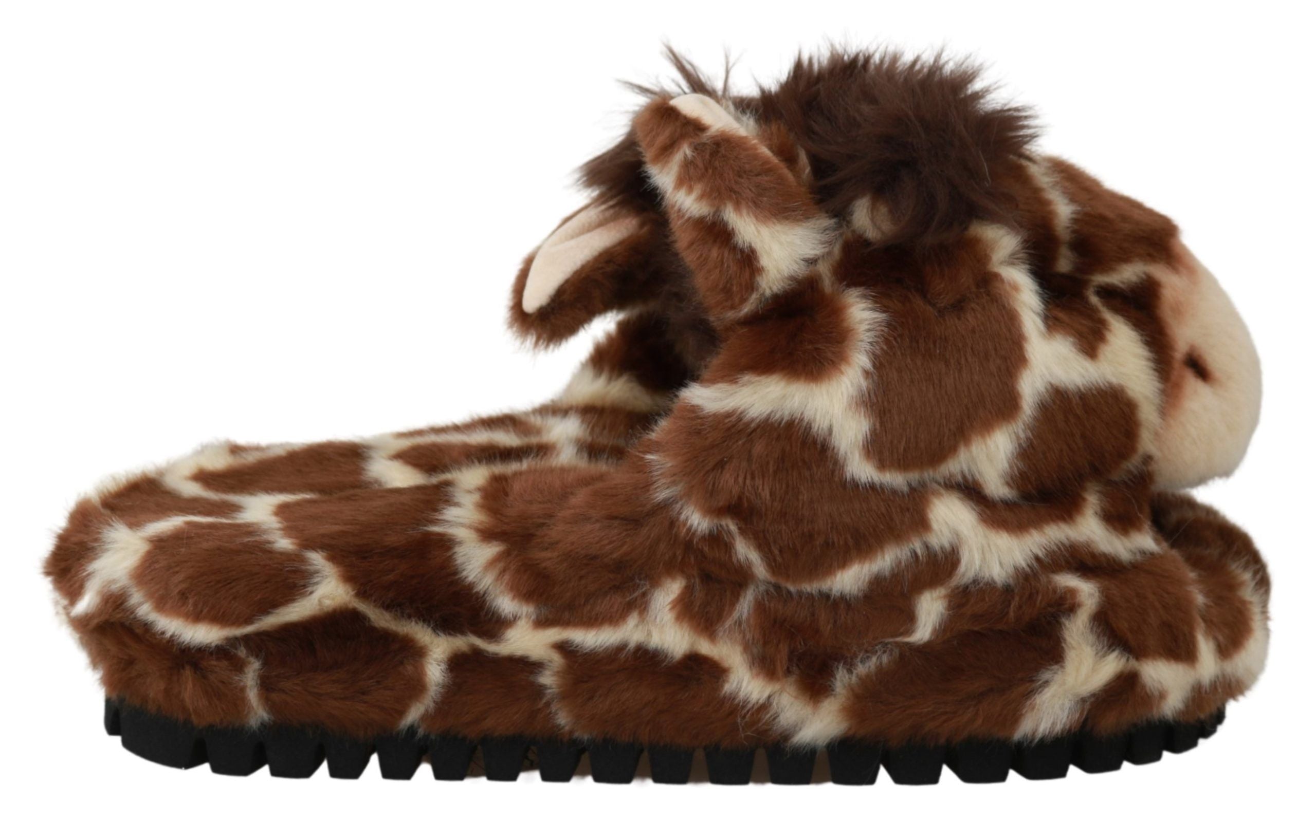 Dolce & Gabbana Braune Giraffe Hausschuhe Flache Sandalen Schuhe-1