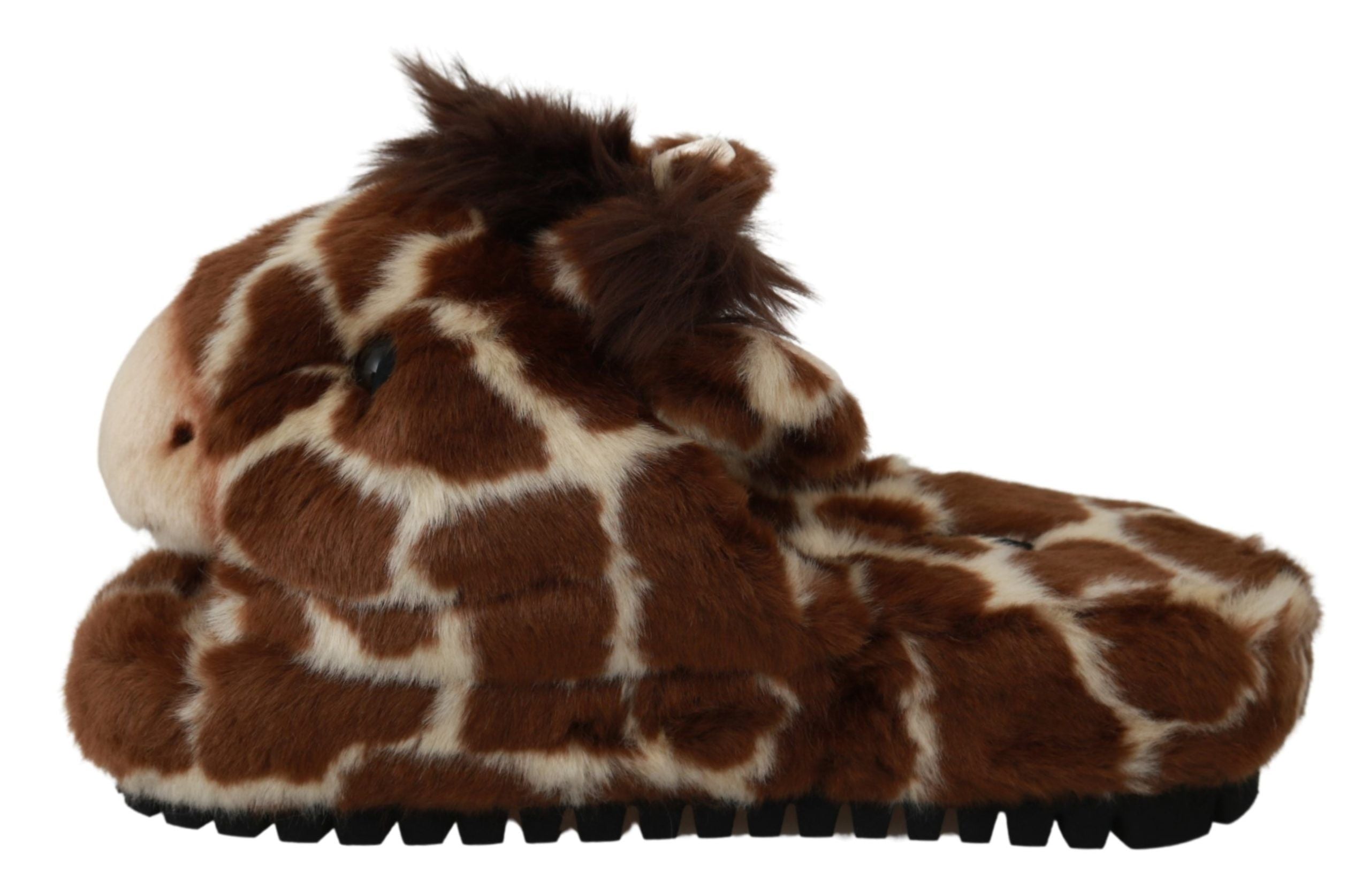 Dolce & Gabbana Braune Giraffe Hausschuhe Flache Sandalen Schuhe-6