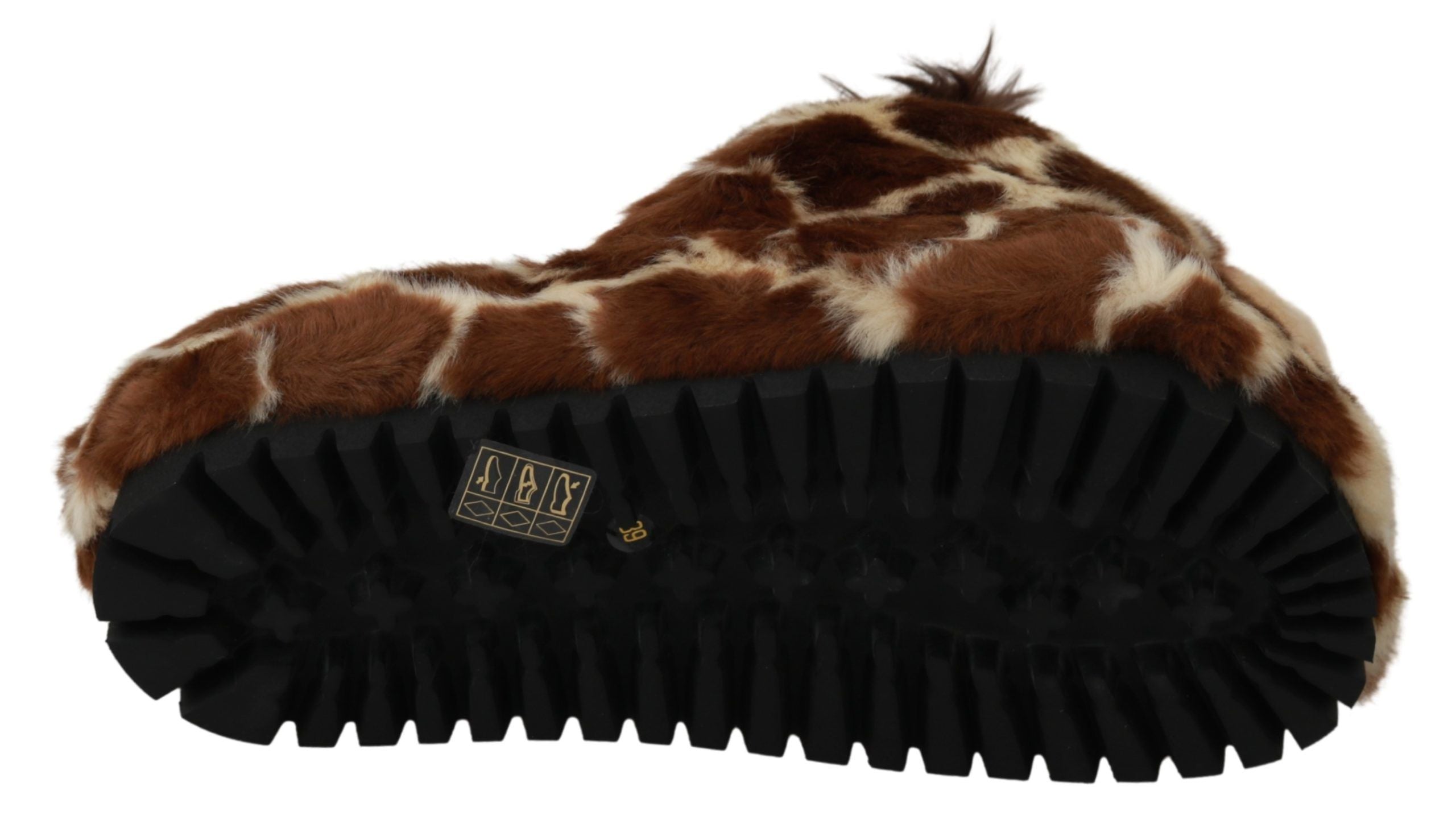 Dolce & Gabbana Braune Giraffe Hausschuhe Flache Sandalen Schuhe-7