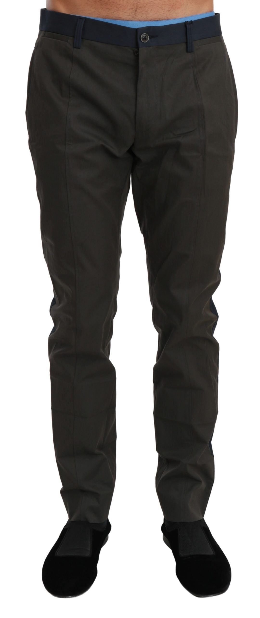 Dolce & Gabbana Blaugrau gestreift Hose Baumwolle Hose-1