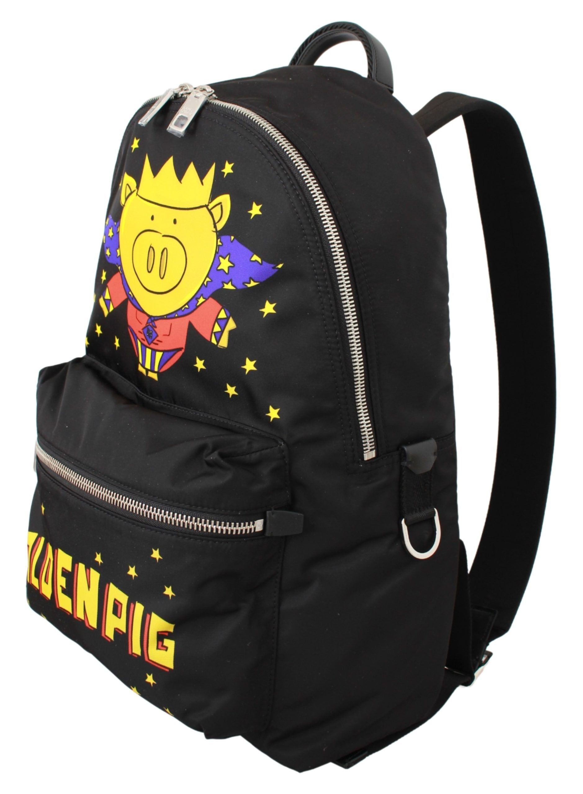 Dolce & Gabbana Schwarzes Goldenes Schwein des Jahres Schulrucksack-2