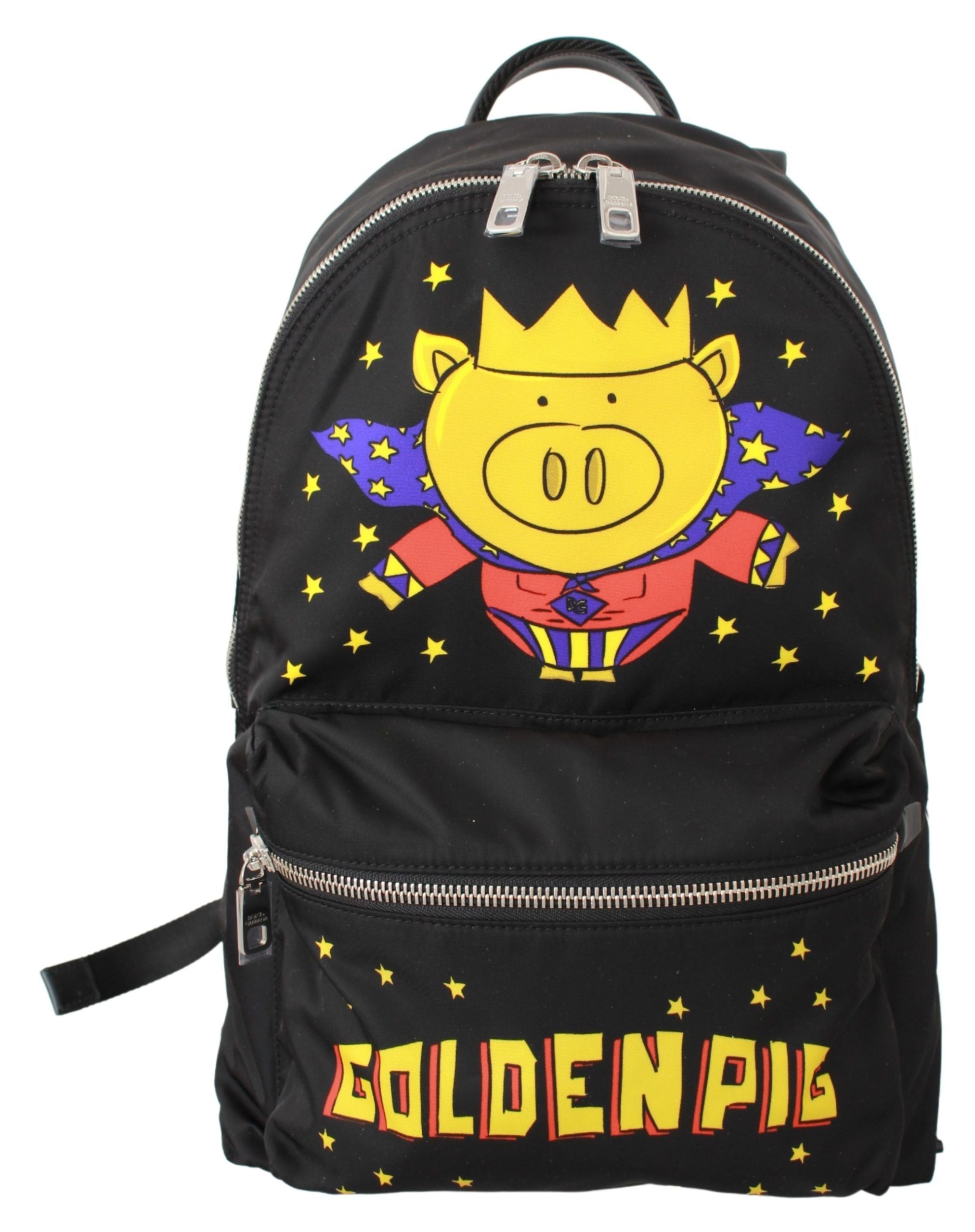 Dolce & Gabbana Schwarzes Goldenes Schwein des Jahres Schulrucksack-1