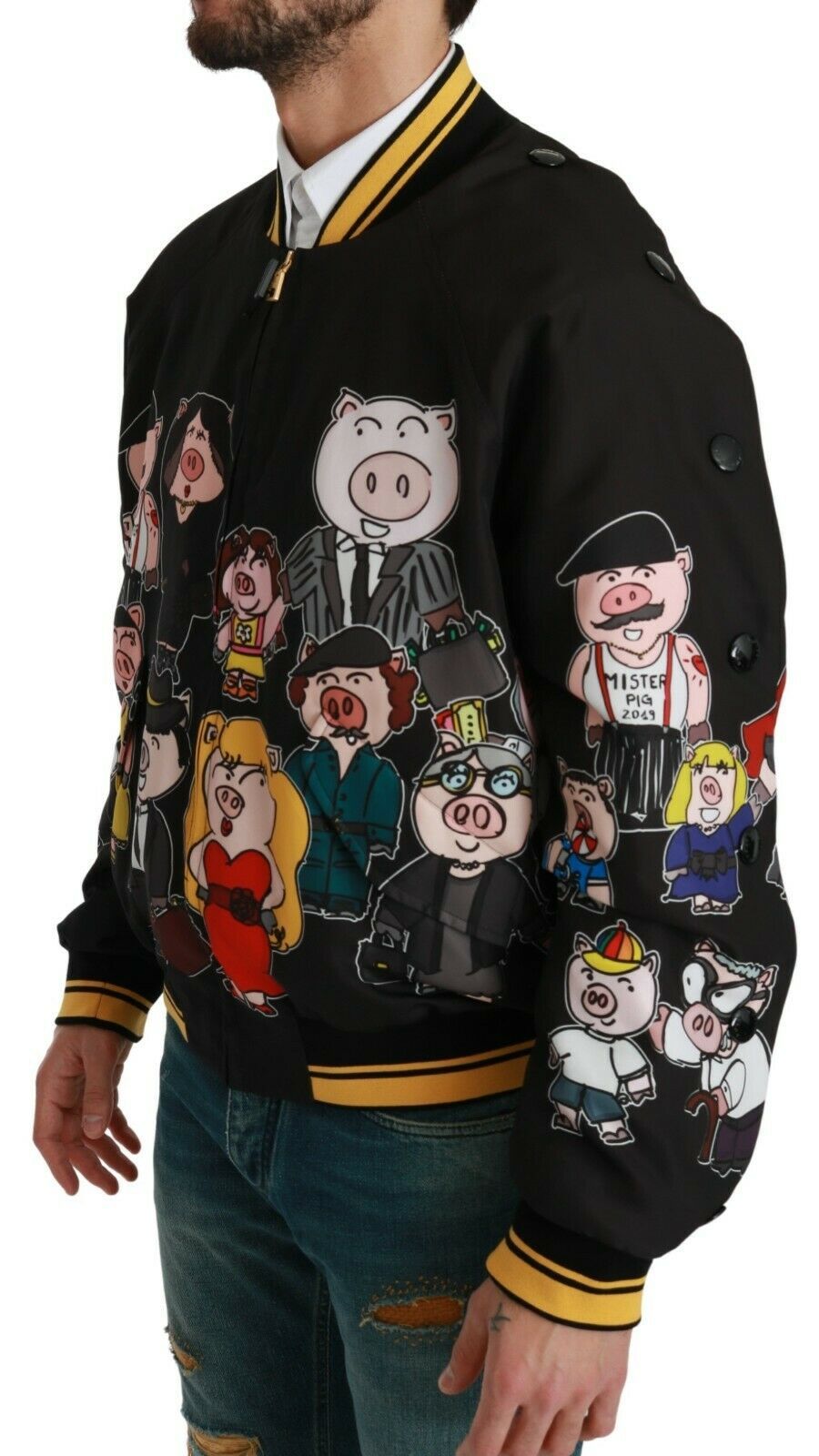 Dolce & Gabbana Black YEAR OF THE PIG Bomber Jacket-3