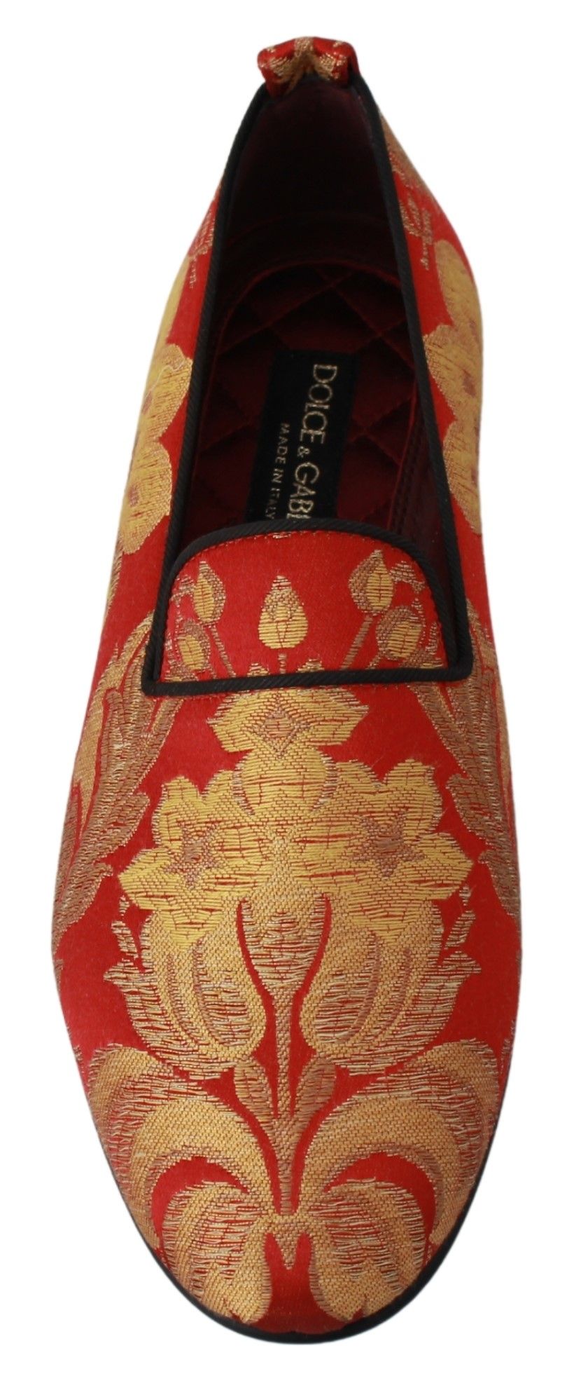 Dolce & Gabbana Red Gold Brocade Slippers Loafers Shoes-2