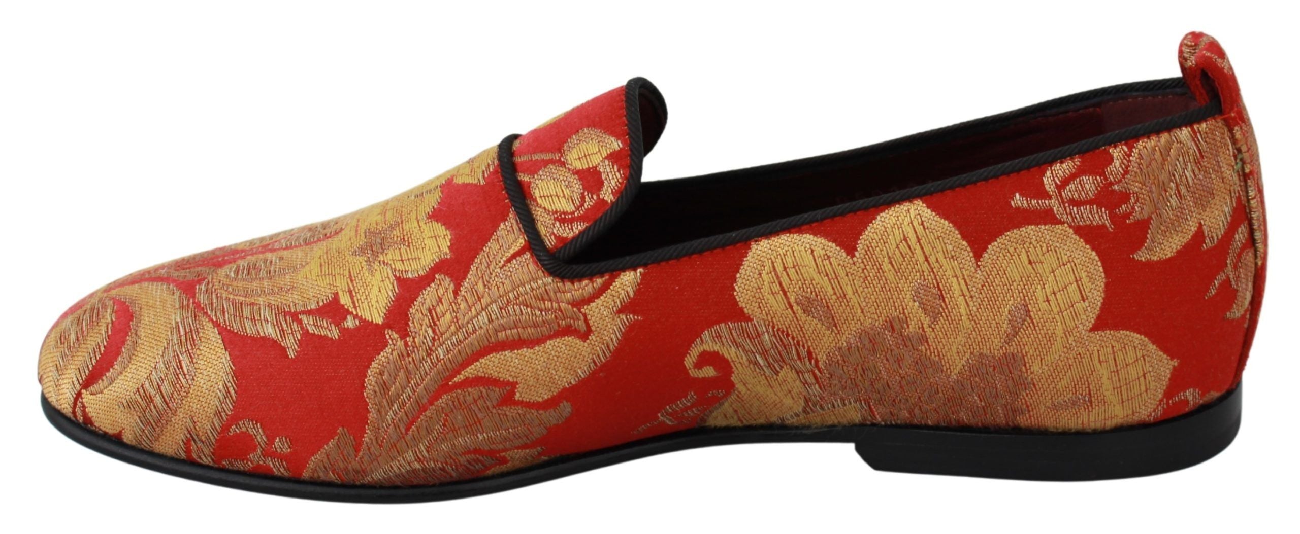 Dolce & Gabbana Red Gold Brocade Slippers Loafers Shoes-6