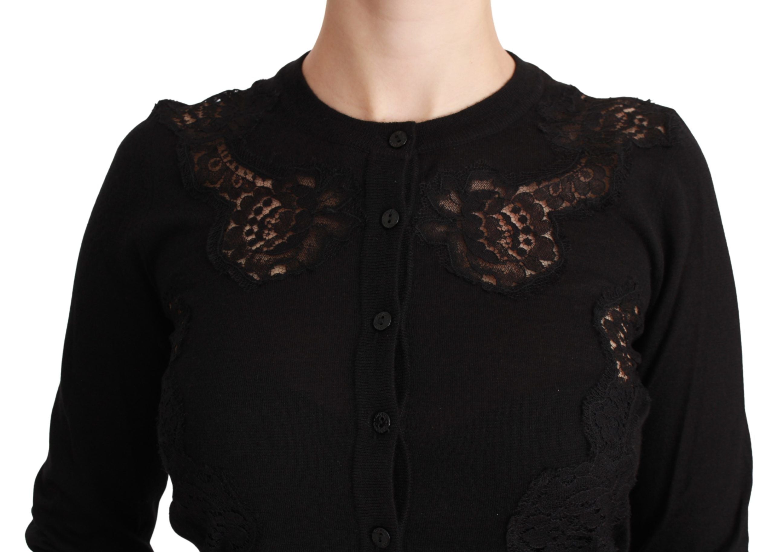 Dolce & Gabbana Schwarzer Kaschmir-Spitzen-Strickpulli-5
