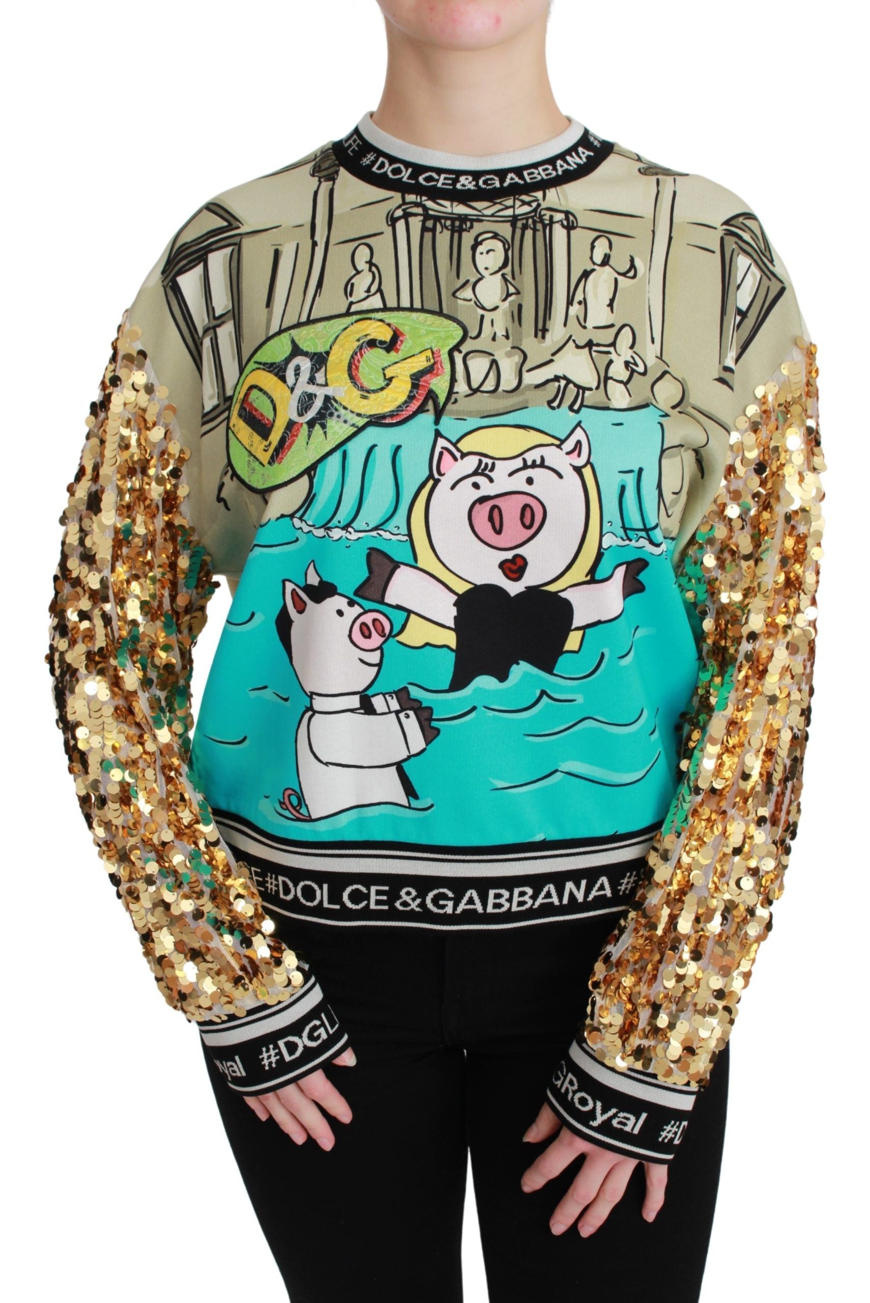 Dolce & Gabbana Jahr des Schweins Pailletten-Top Pullover-1