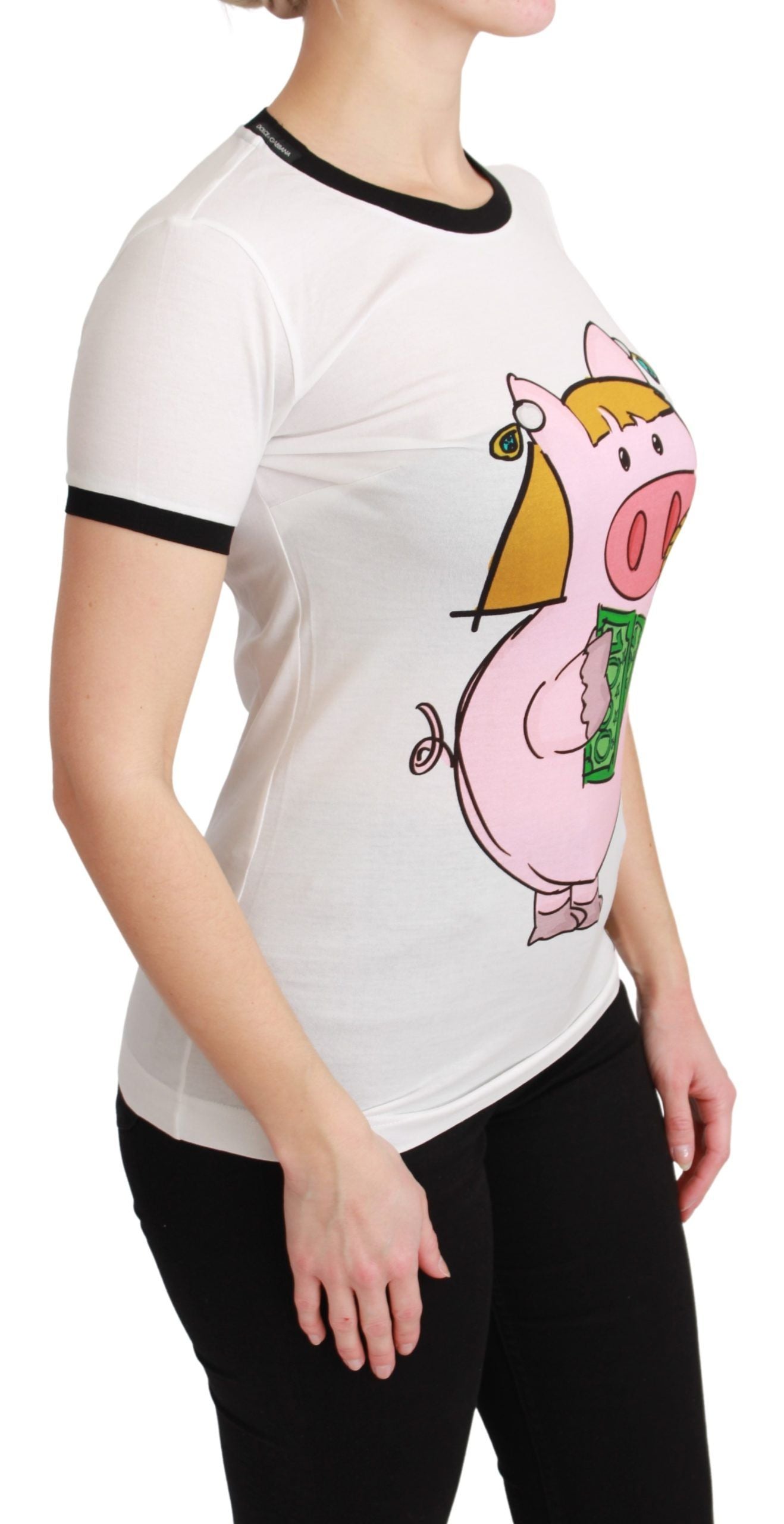 Dolce & Gabbana White YEAR OF THE PIG Top Cotton T-Shirt-2