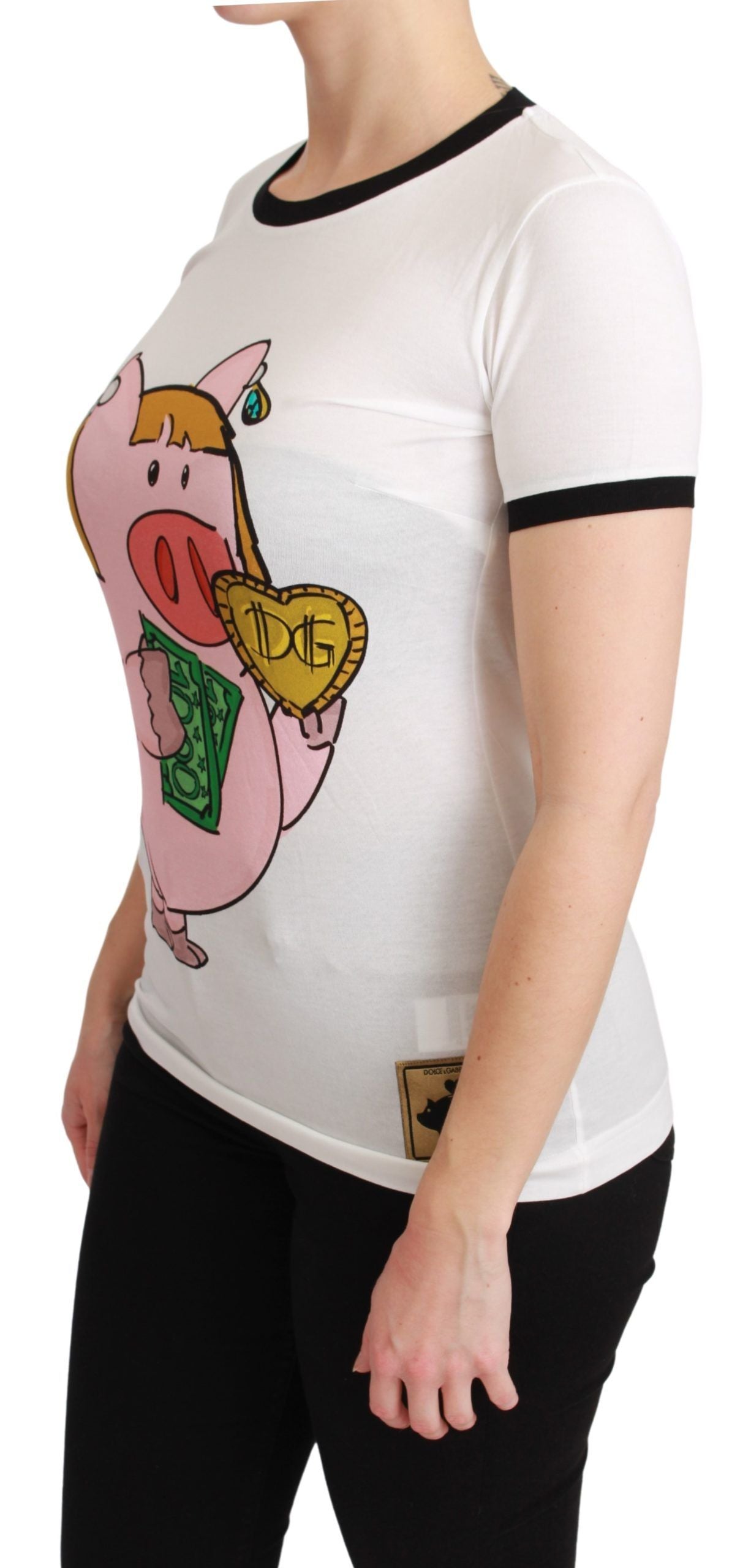 Dolce & Gabbana White YEAR OF THE PIG Top Cotton T-Shirt-3