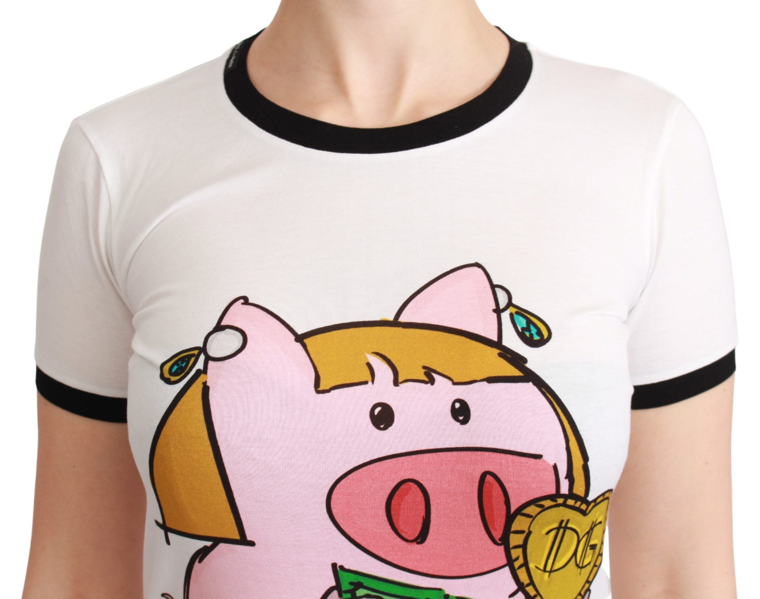 Dolce & Gabbana White YEAR OF THE PIG Top Cotton T-Shirt-5