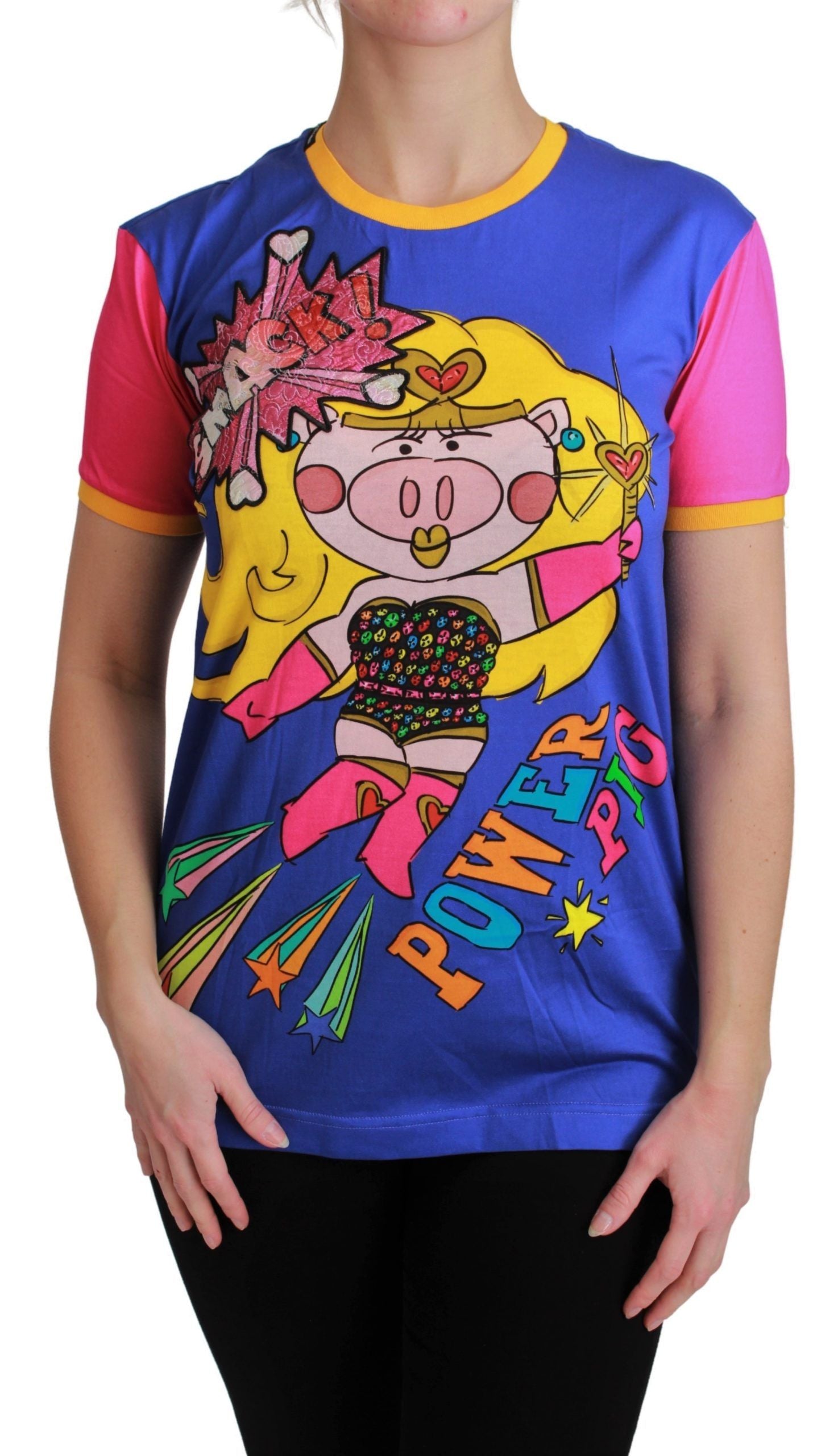 Dolce & Gabbana Purple PIG SUPERGIRL Cotton T-Shirt-1