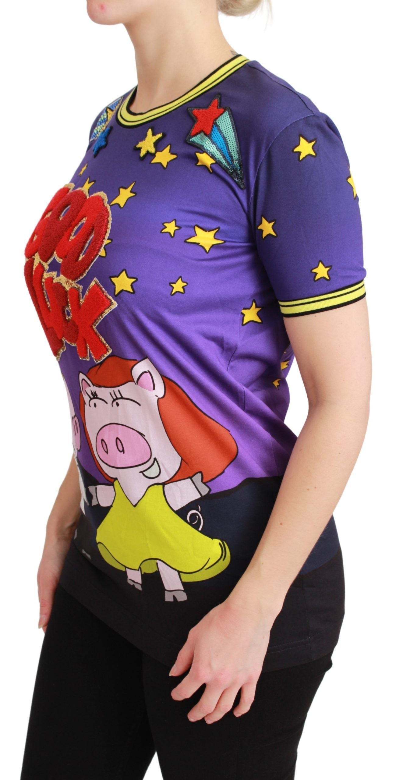 Dolce & Gabbana Lila YEAR OF THE PIG Top Baumwoll-T-Shirt-3