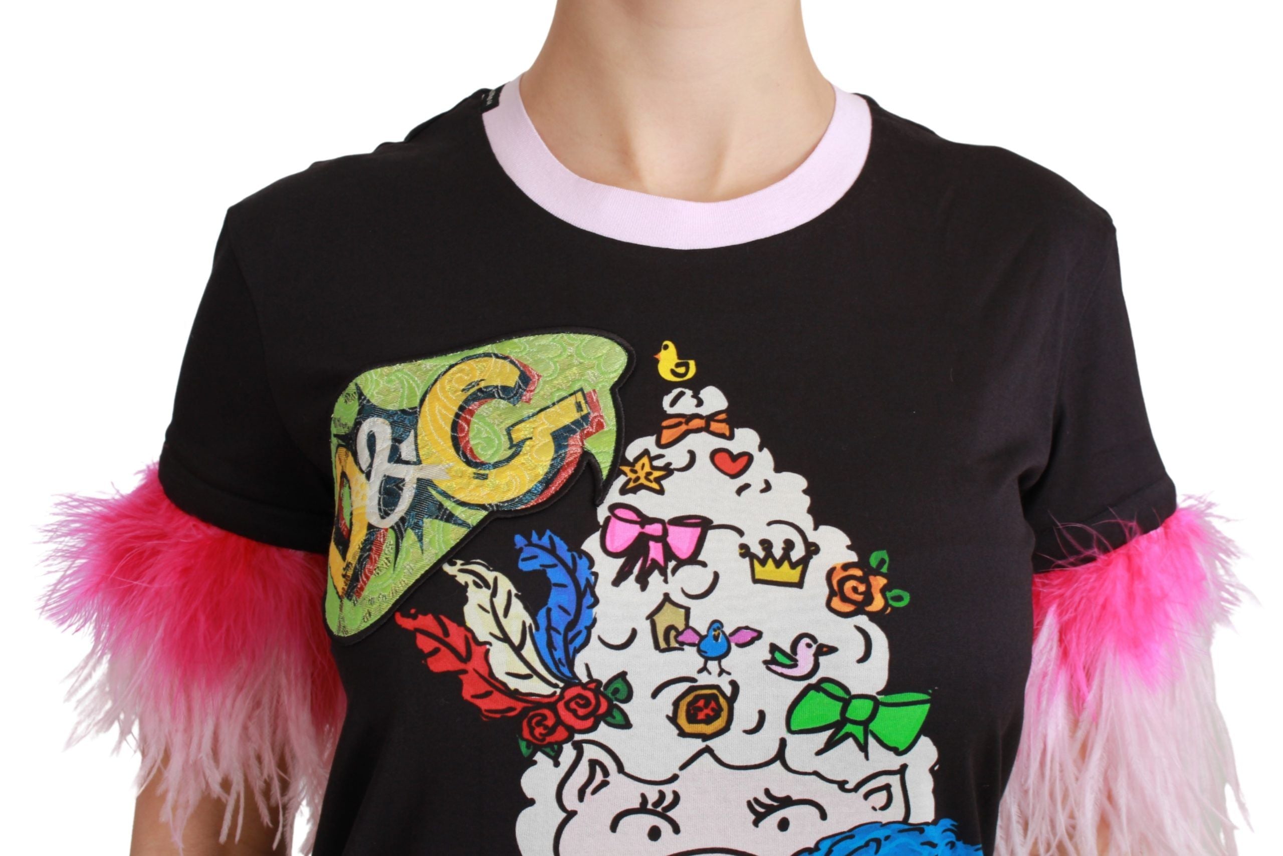 Dolce & Gabbana Schwarzes YEAR OF THE PIG Top Baumwoll-T-Shirt-5