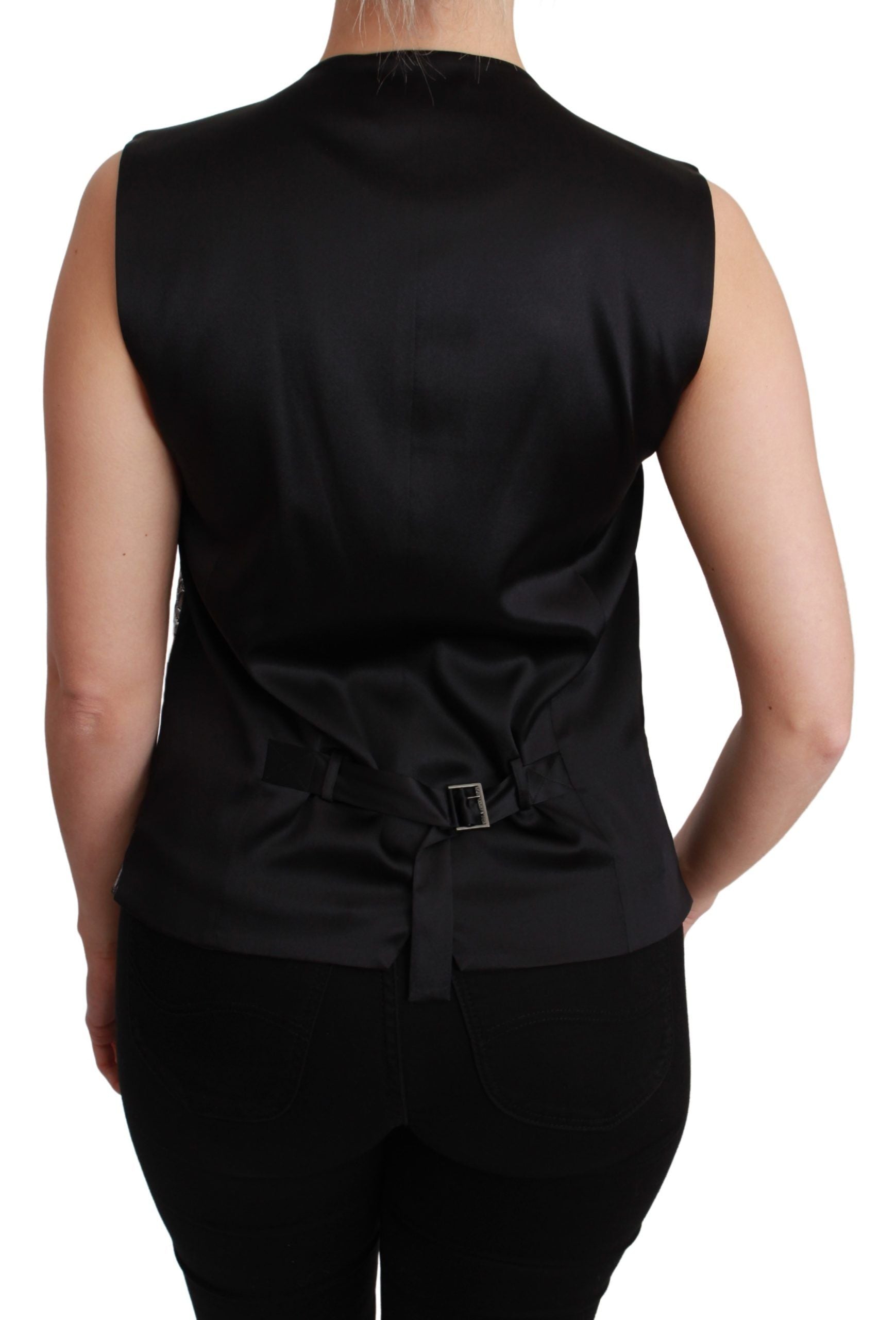 Top sin mangas Dolce & Gabbana en brocado plateado-4