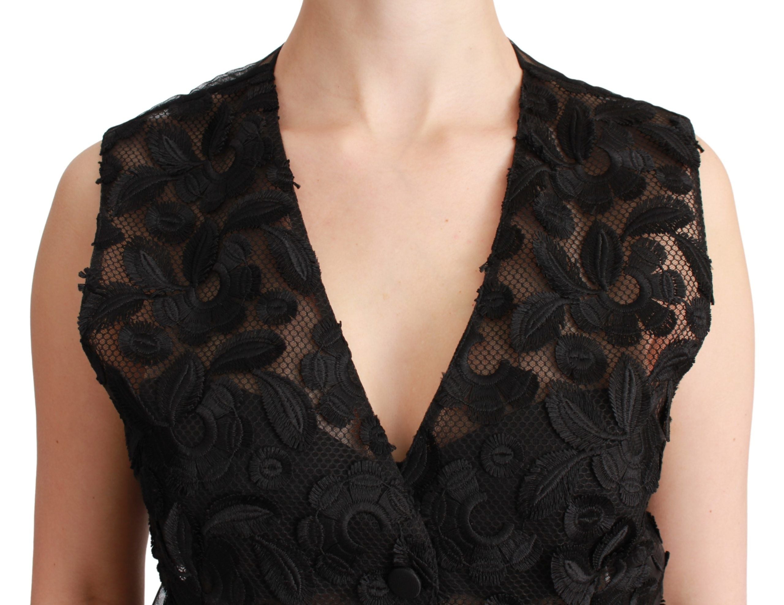 Dolce & Gabbana Black Brocade Floral Pattern Gilet Vest-5