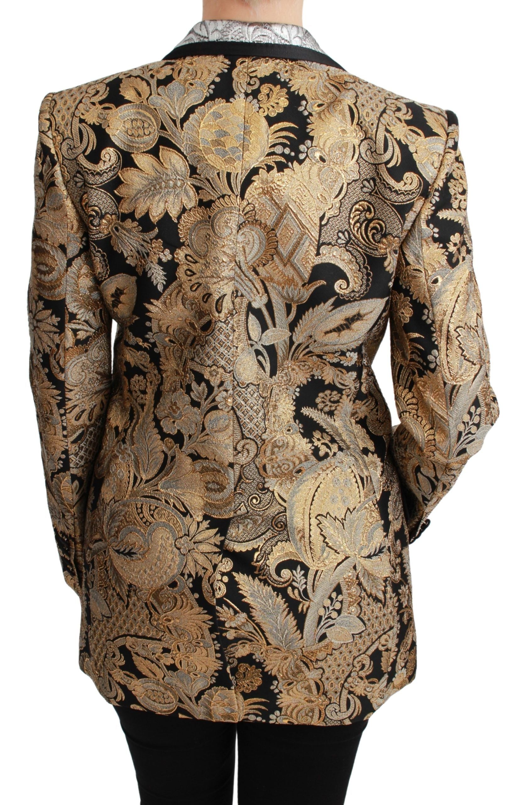 Dolce & Gabbana Black & Gold Jacquard Blazer Jacket-4