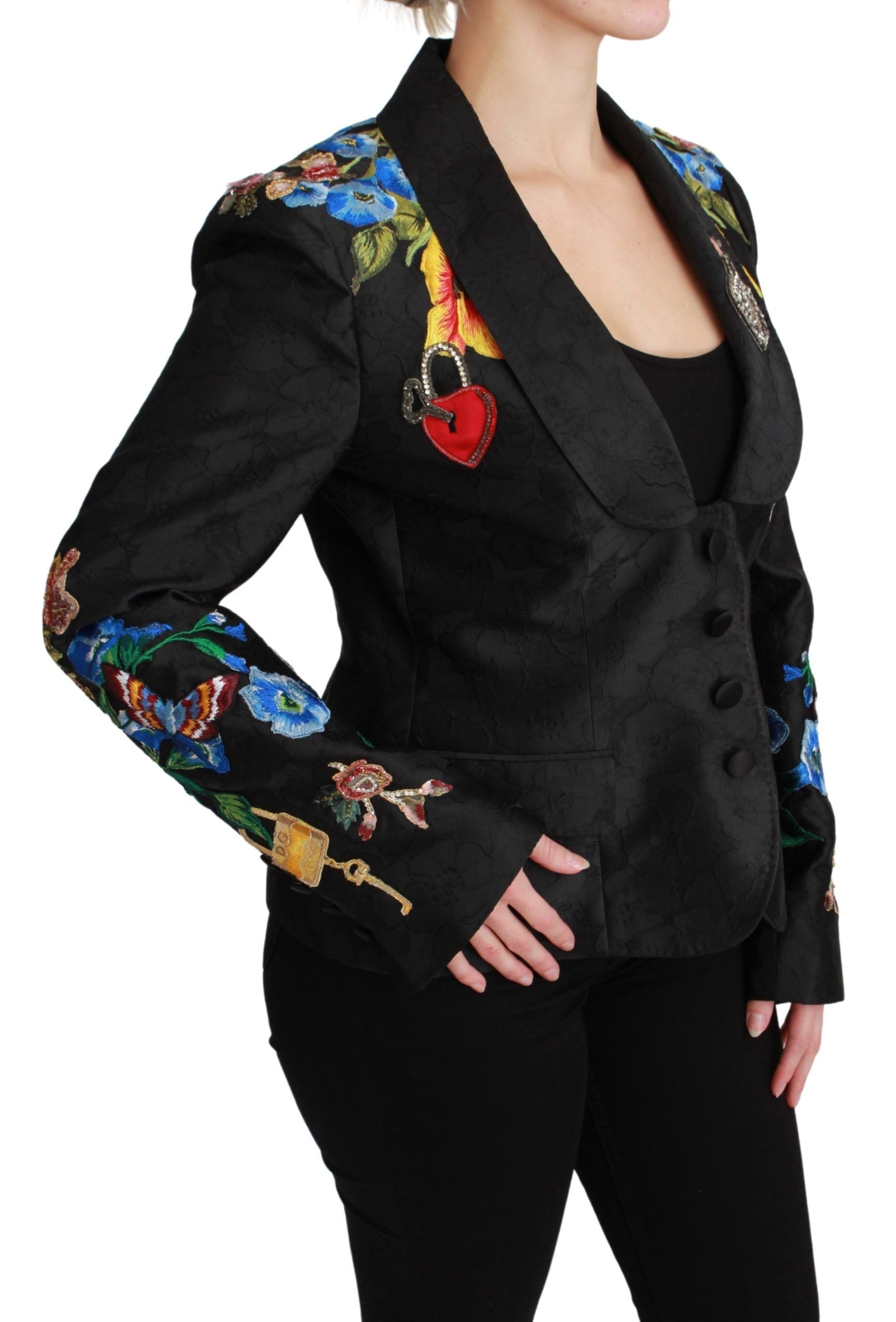 Chaqueta blazer con brocado negro y cristales de Dolce & Gabbana-2