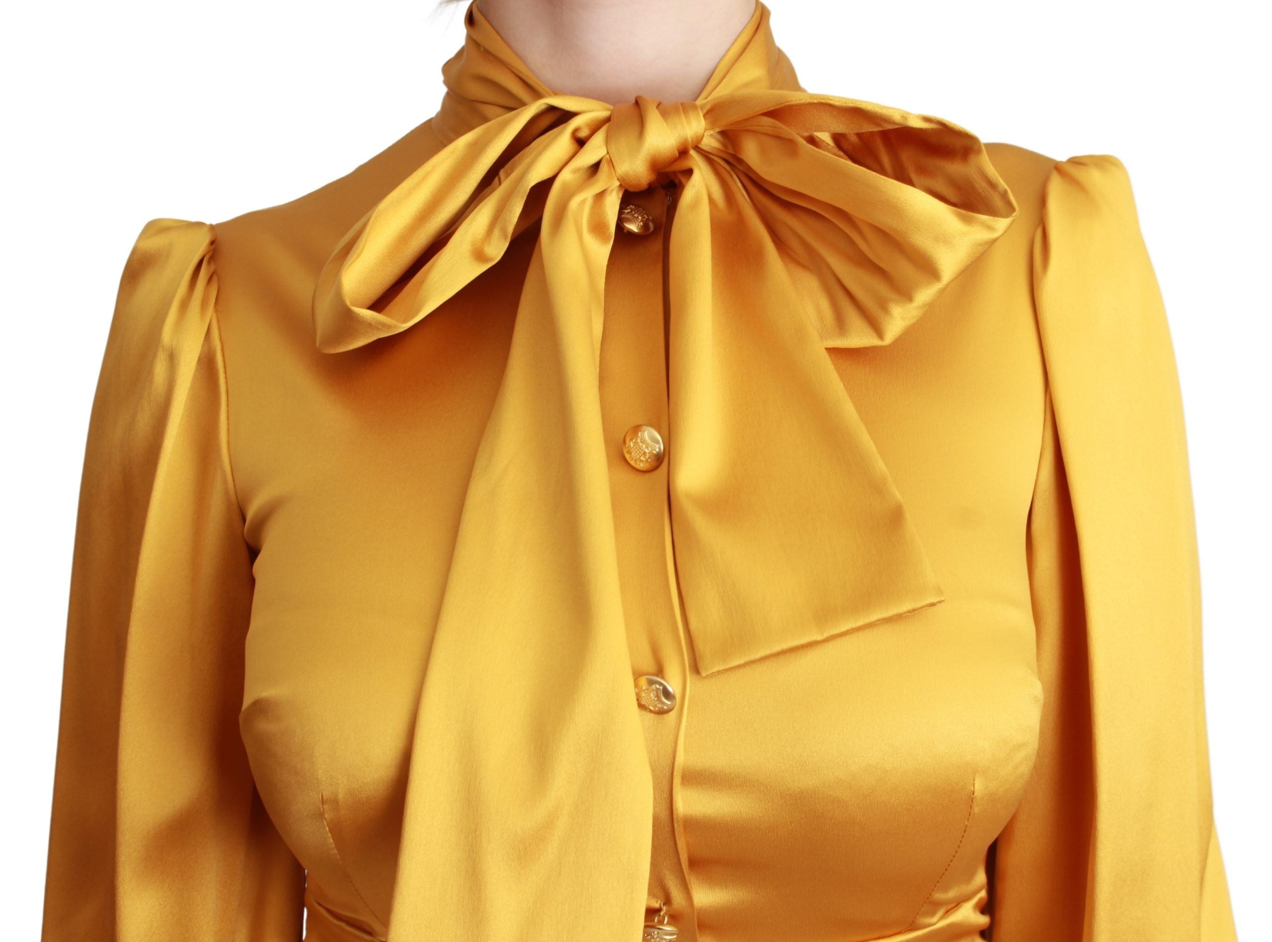 Dolce & Gabbana Yellow Silk Stretch Bodysuit Mini Dress-5