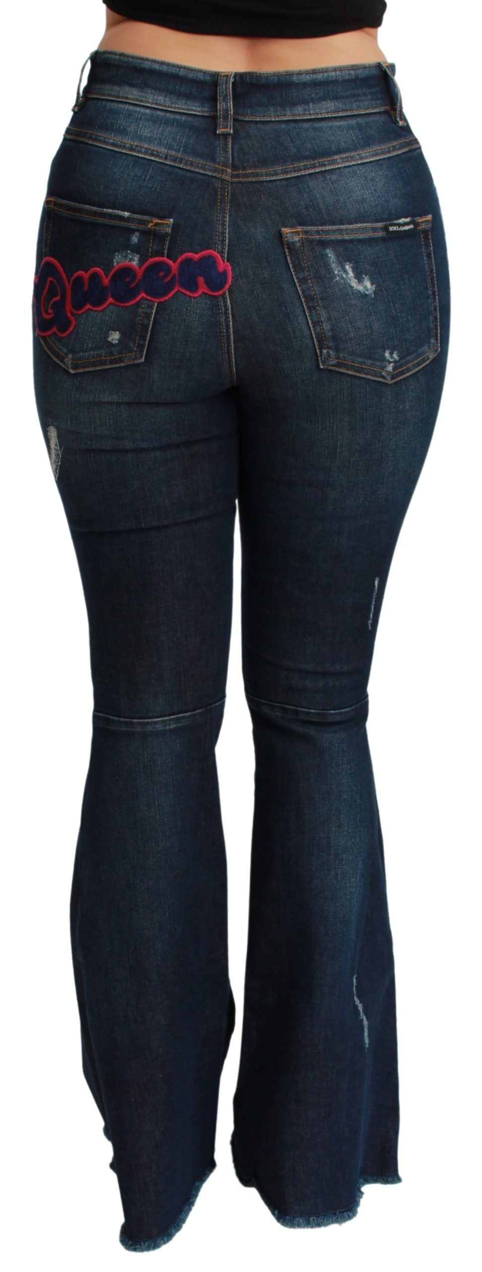 Dolce & Gabbana Blue Denim Cotton Stretch Flared Trousers-4