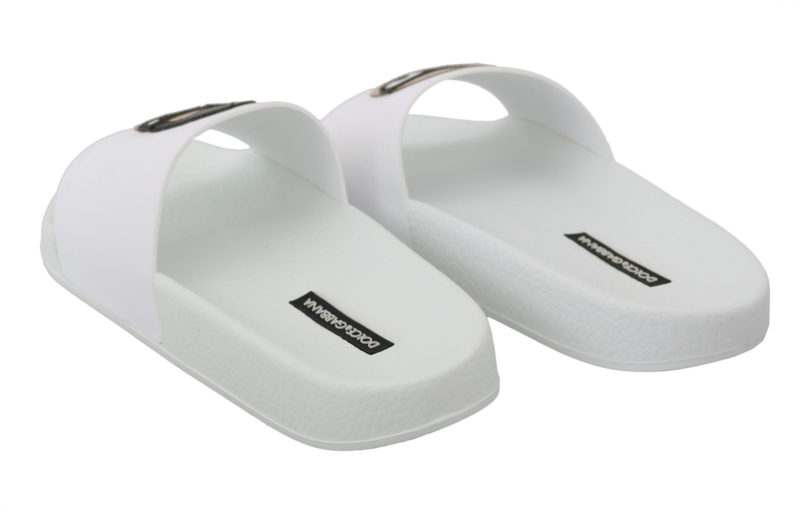 Dolce & Gabbana Weißes Leder #dgfamily Rutschen Schuhe Sandalen-5