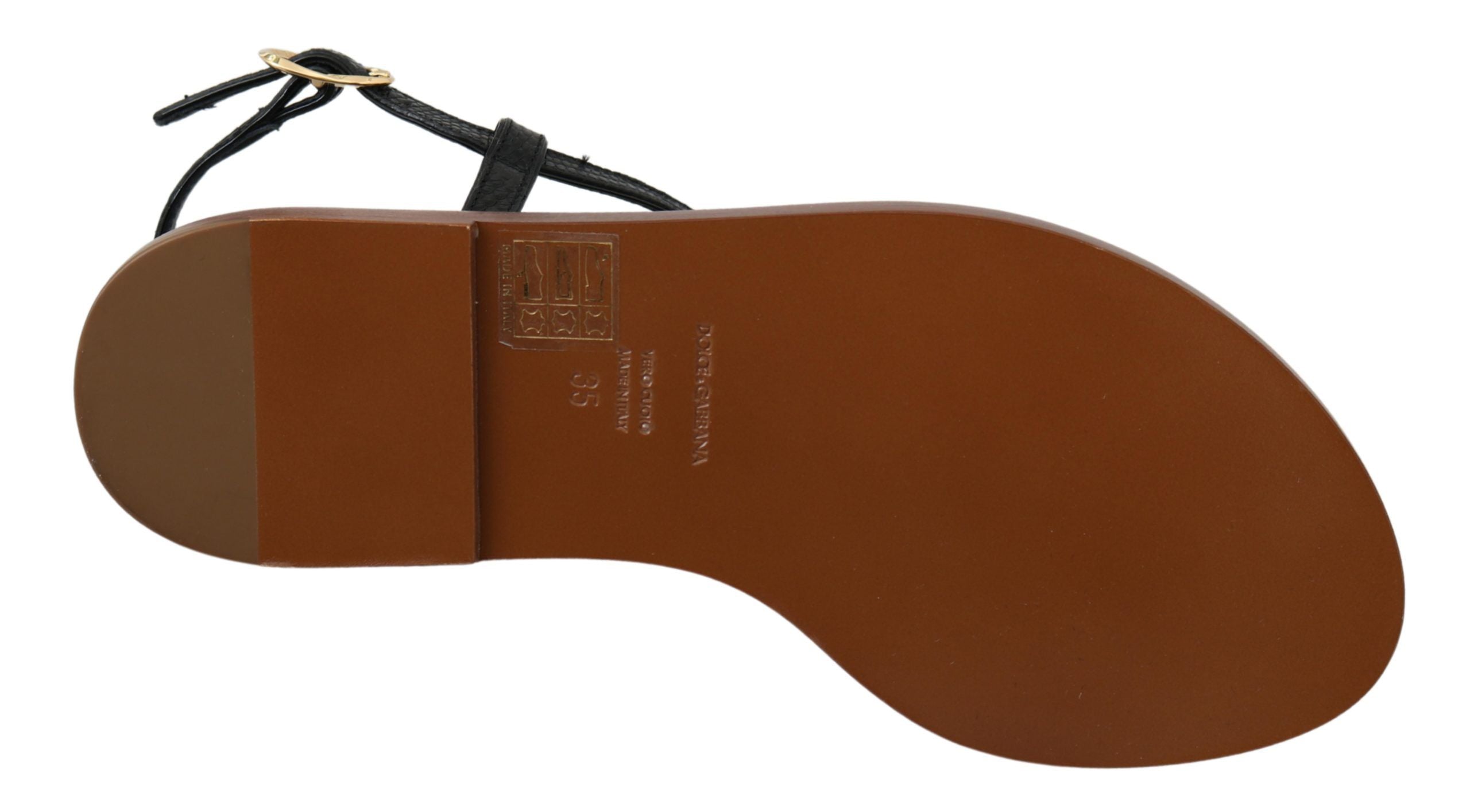 Dolce & Gabbana Black Leather Coin Flip Flops Sandals Shoes-4