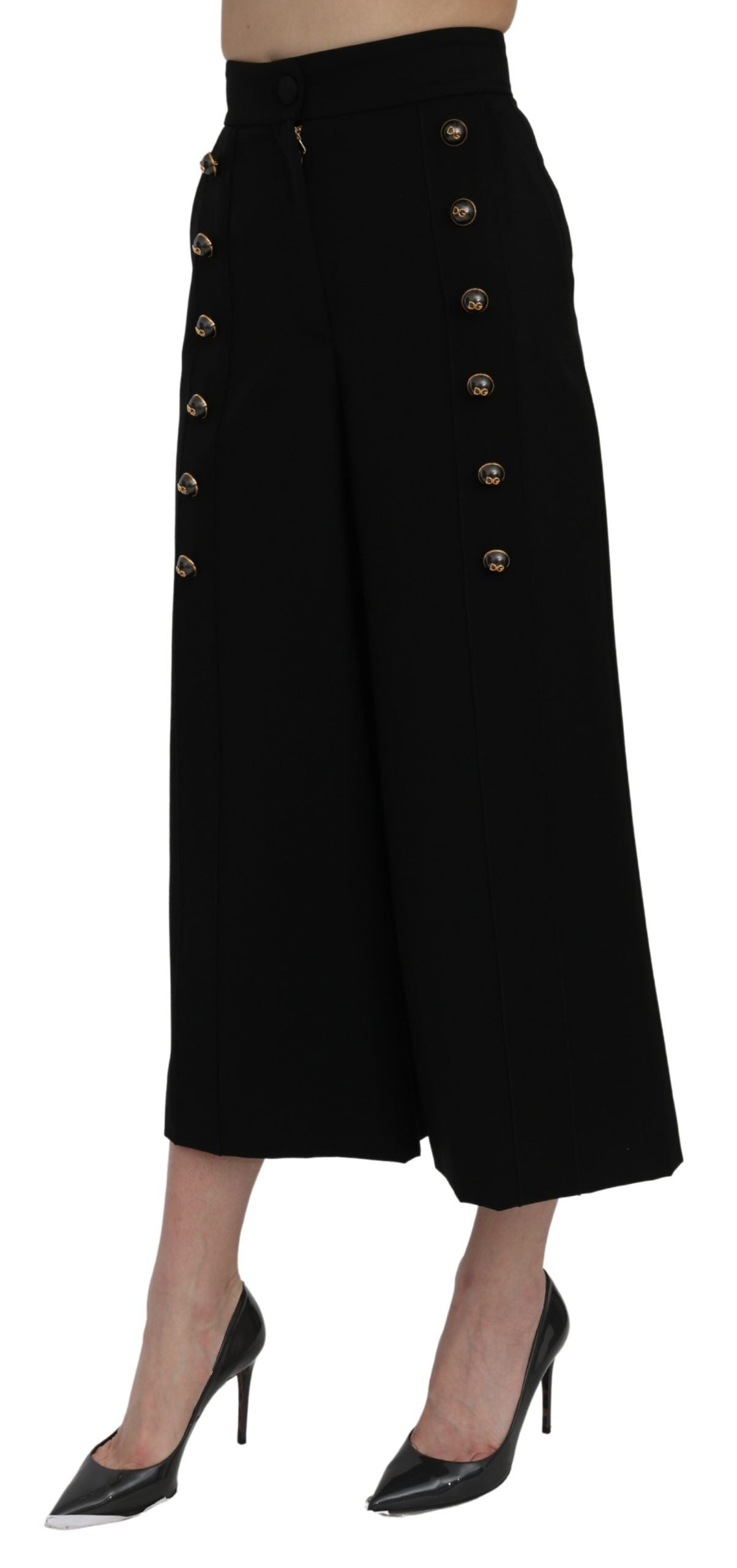 Dolce & Gabbana Black trousers with a high waist and wide leg-4