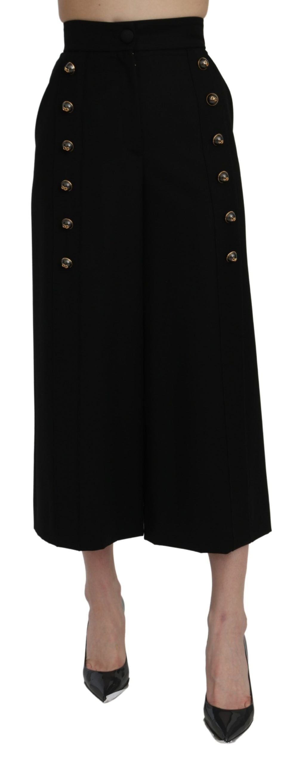 Dolce & Gabbana Black trousers with a high waist and wide leg