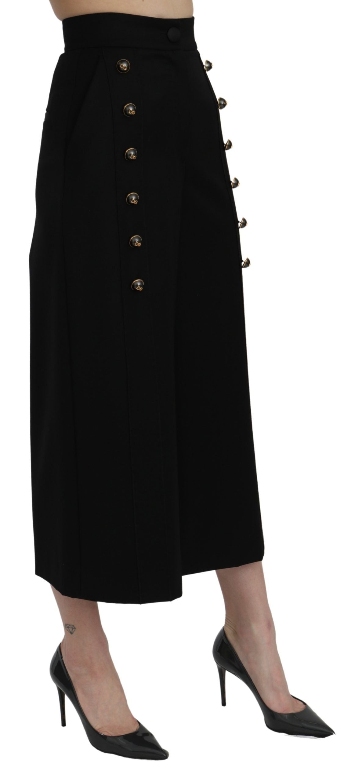 Dolce & Gabbana Black trousers with a high waist and wide leg-3