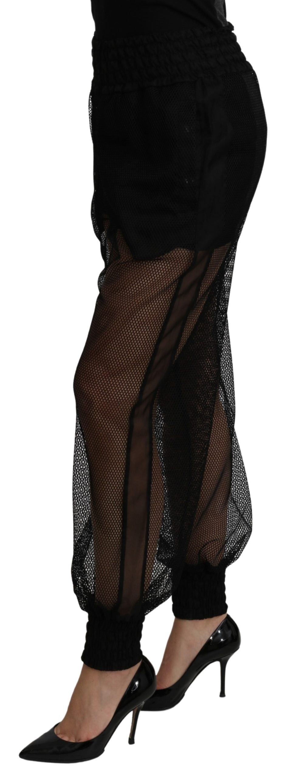 Dolce & Gabbana Schwarze See-Through-Jogger-Hose aus Polyester-2