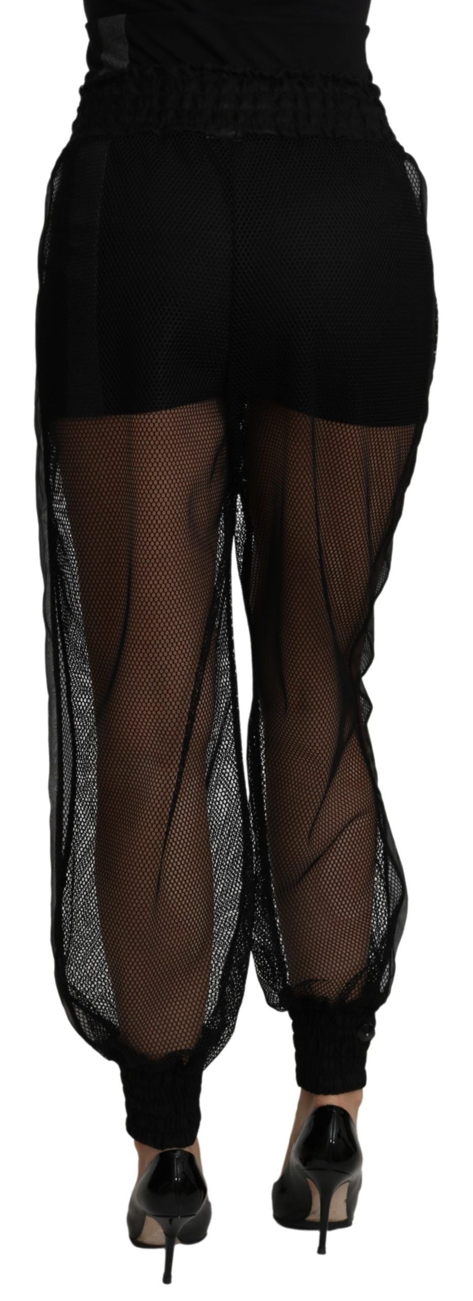 Dolce & Gabbana Black See-Through Joggers in Polyester-3