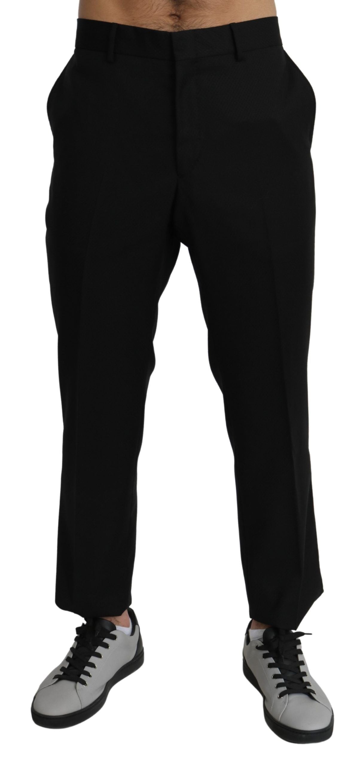 Dolce & Gabbana Schwarz Baumwolle Wolle Formal Dress Hose-1