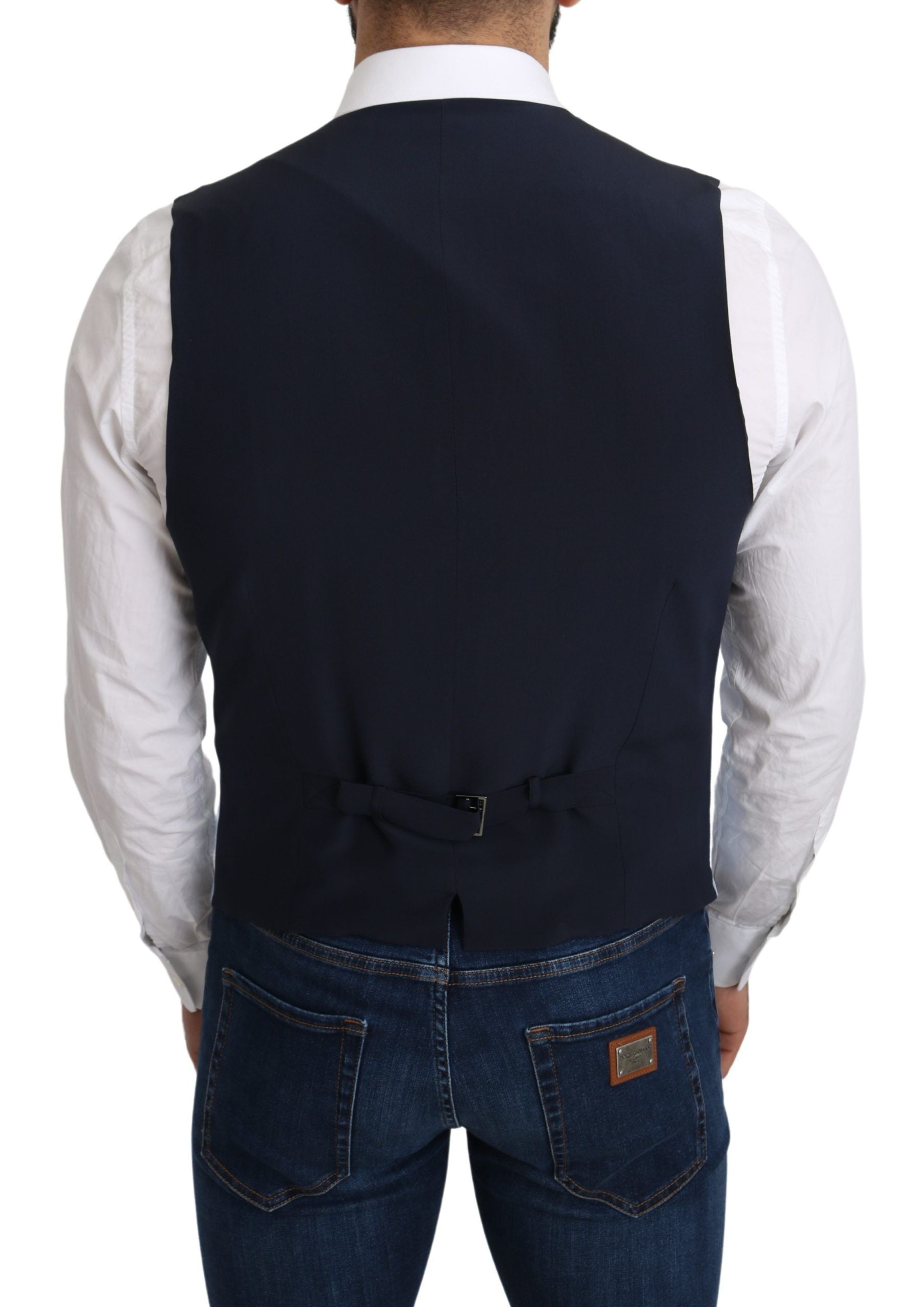 Dolce & Gabbana Blue Viscose Stretch Coat, Formal Vest-3