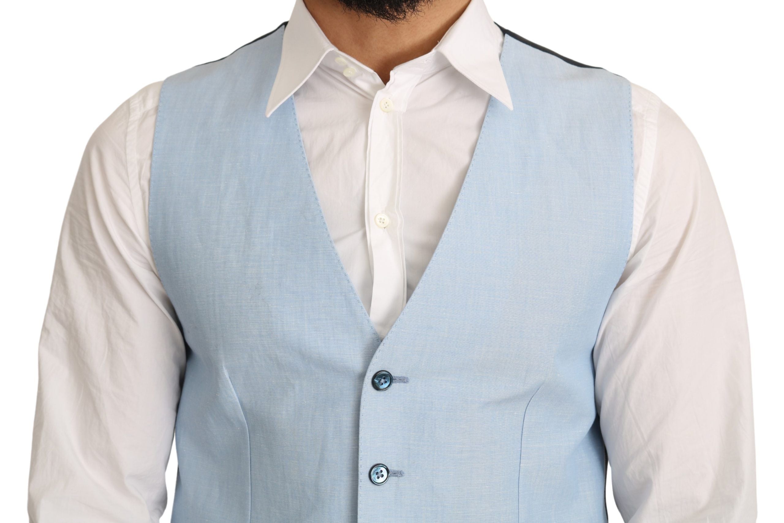 Dolce & Gabbana Blue Viscose Stretch Coat, Formal Vest-4