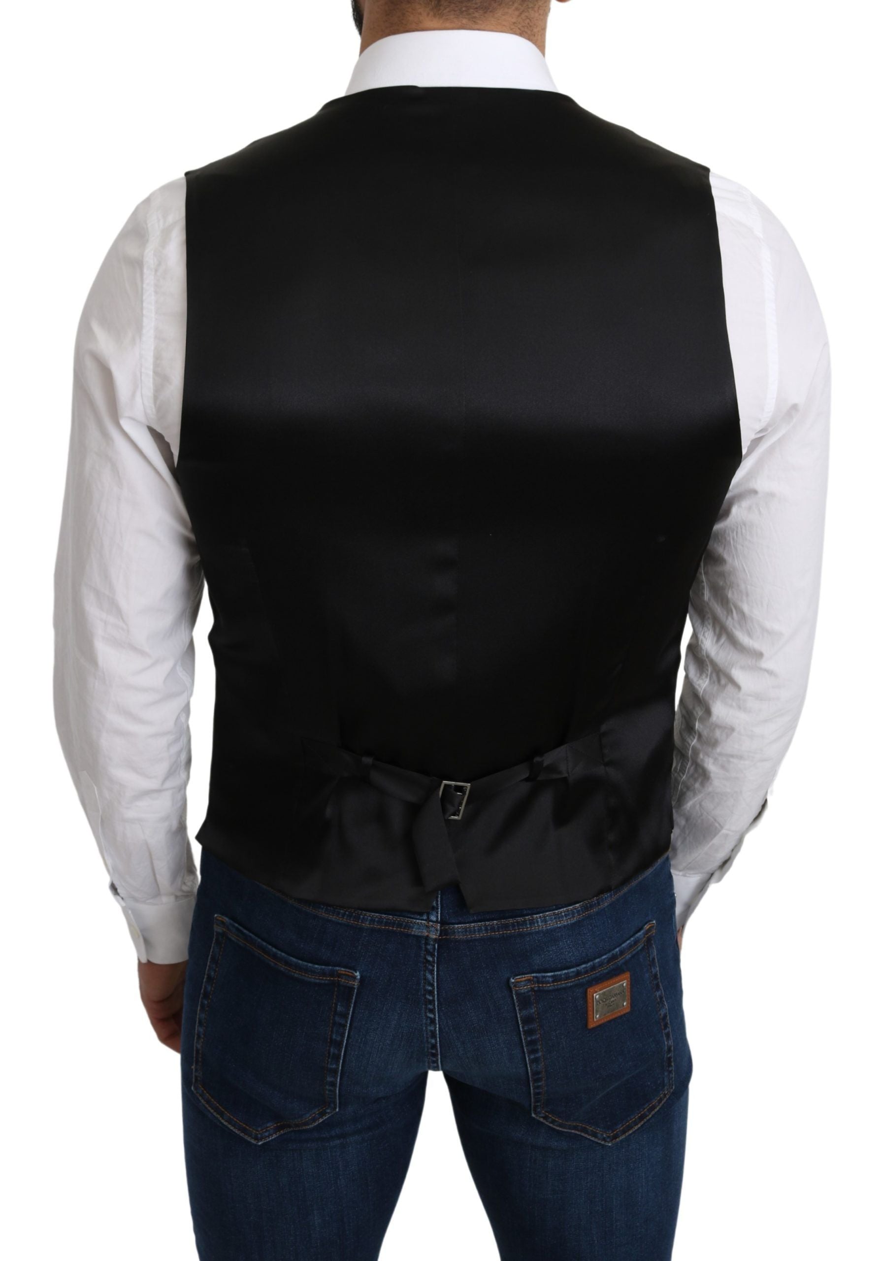 Dolce & Gabbana Grey Formal Coat in 100% Silk Vest-4