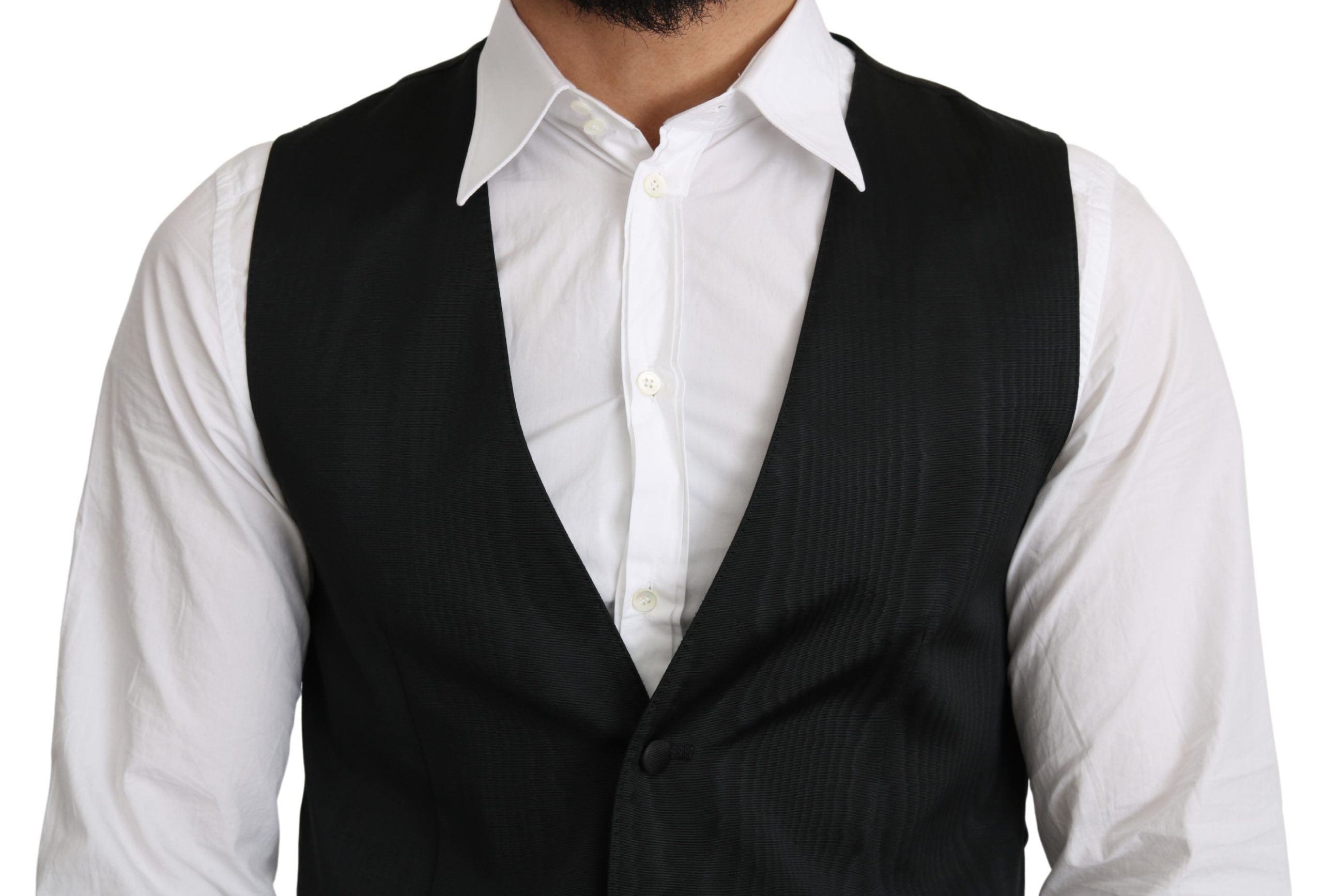 Dolce & Gabbana Grey Formal Coat in 100% Silk Vest-5