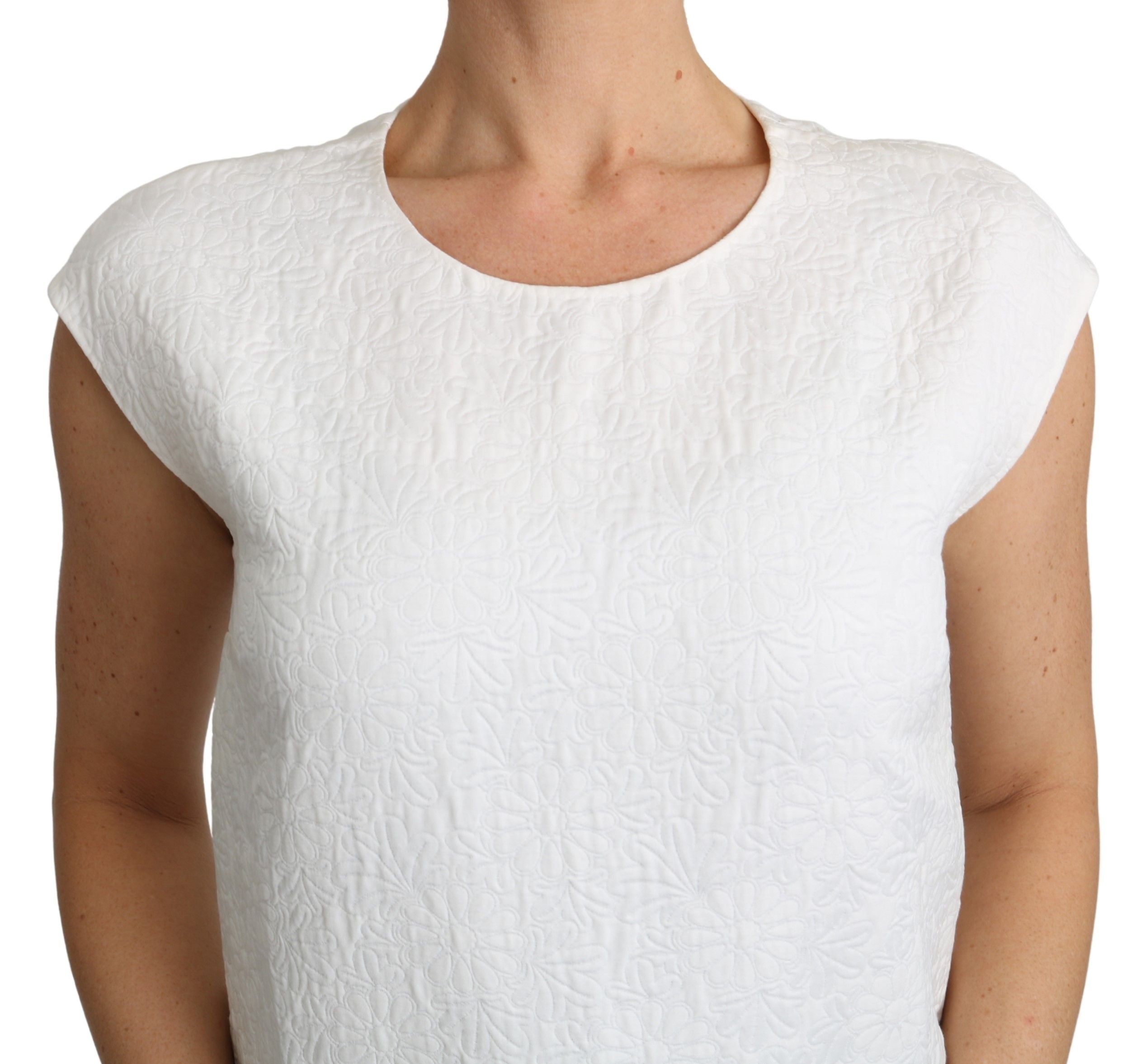 Dolce & Gabbana White Brocade Blouse with Floral Pattern Cotton Top-3