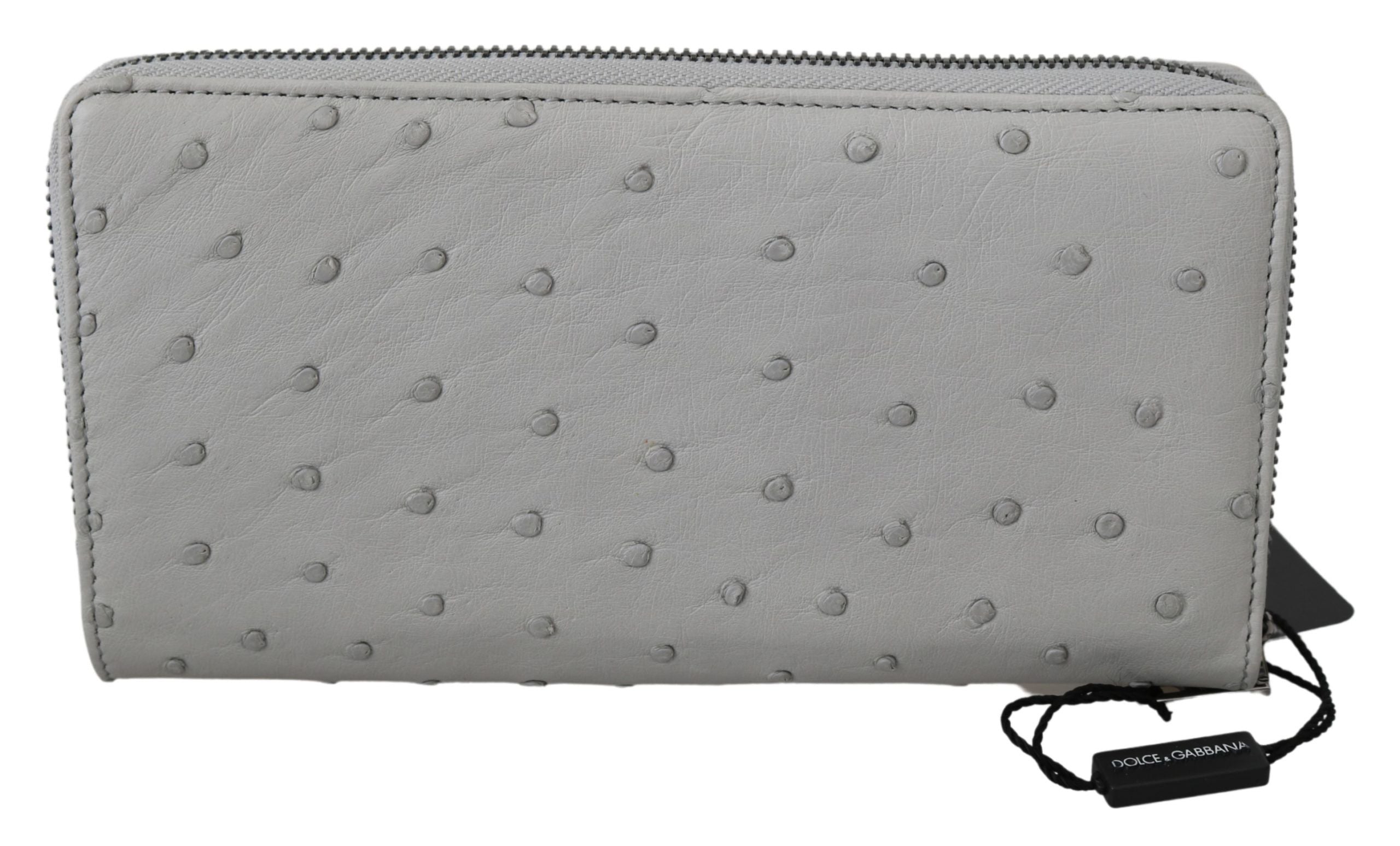 Dolce & Gabbana White Ostrich Leather Continental Men's Clutch Wallet-2
