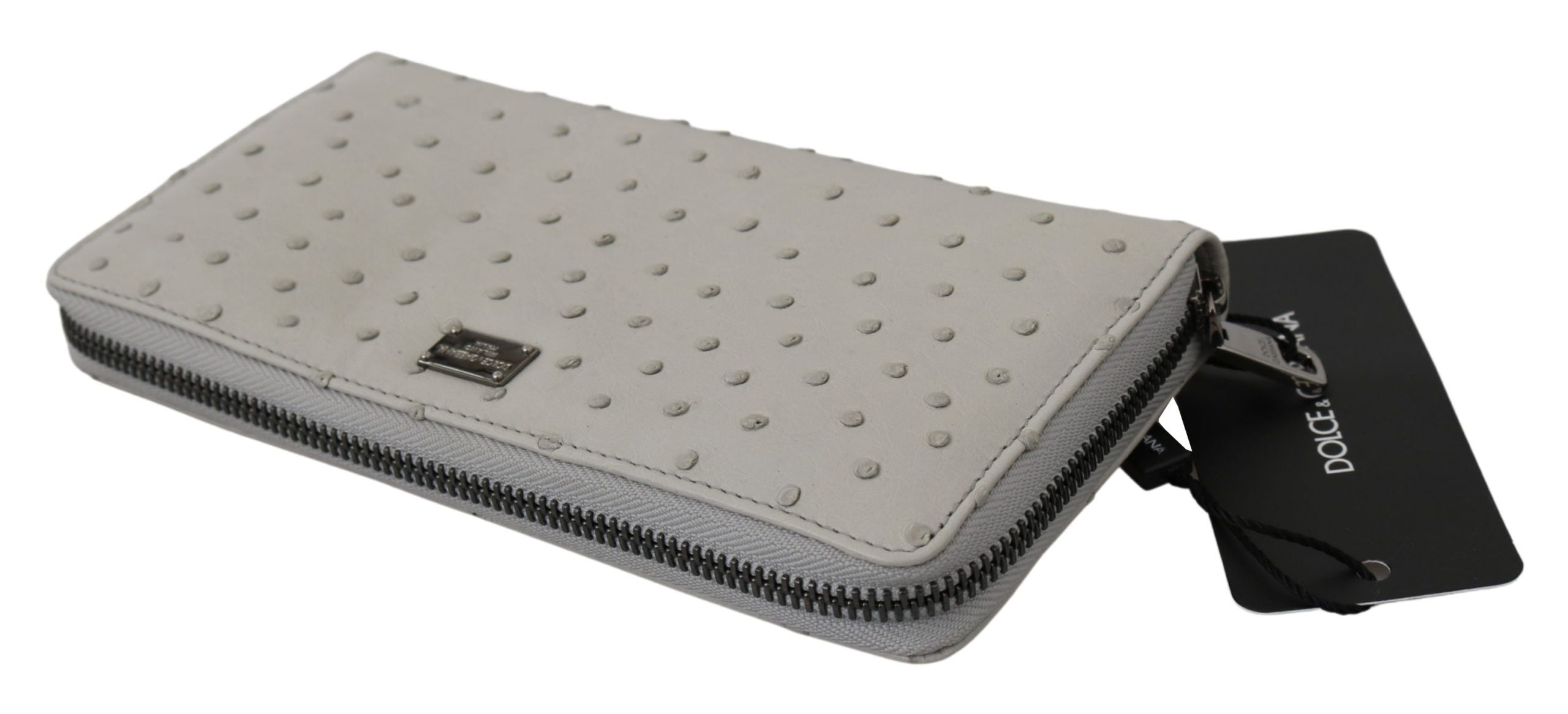 Dolce & Gabbana White Ostrich Leather Continental Men's Clutch Wallet-3